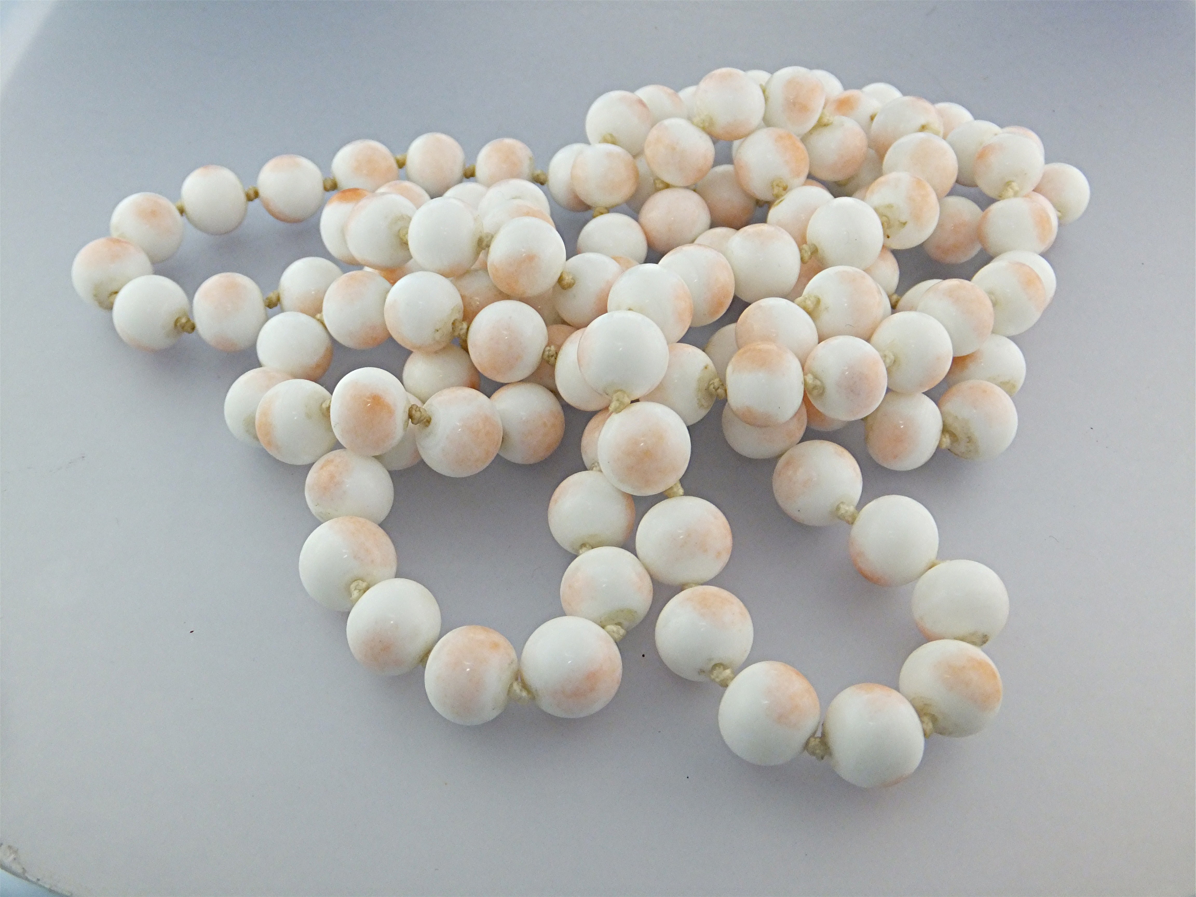 Necklace Angelskin Coral Hand Knotted 8.6mm  Beads