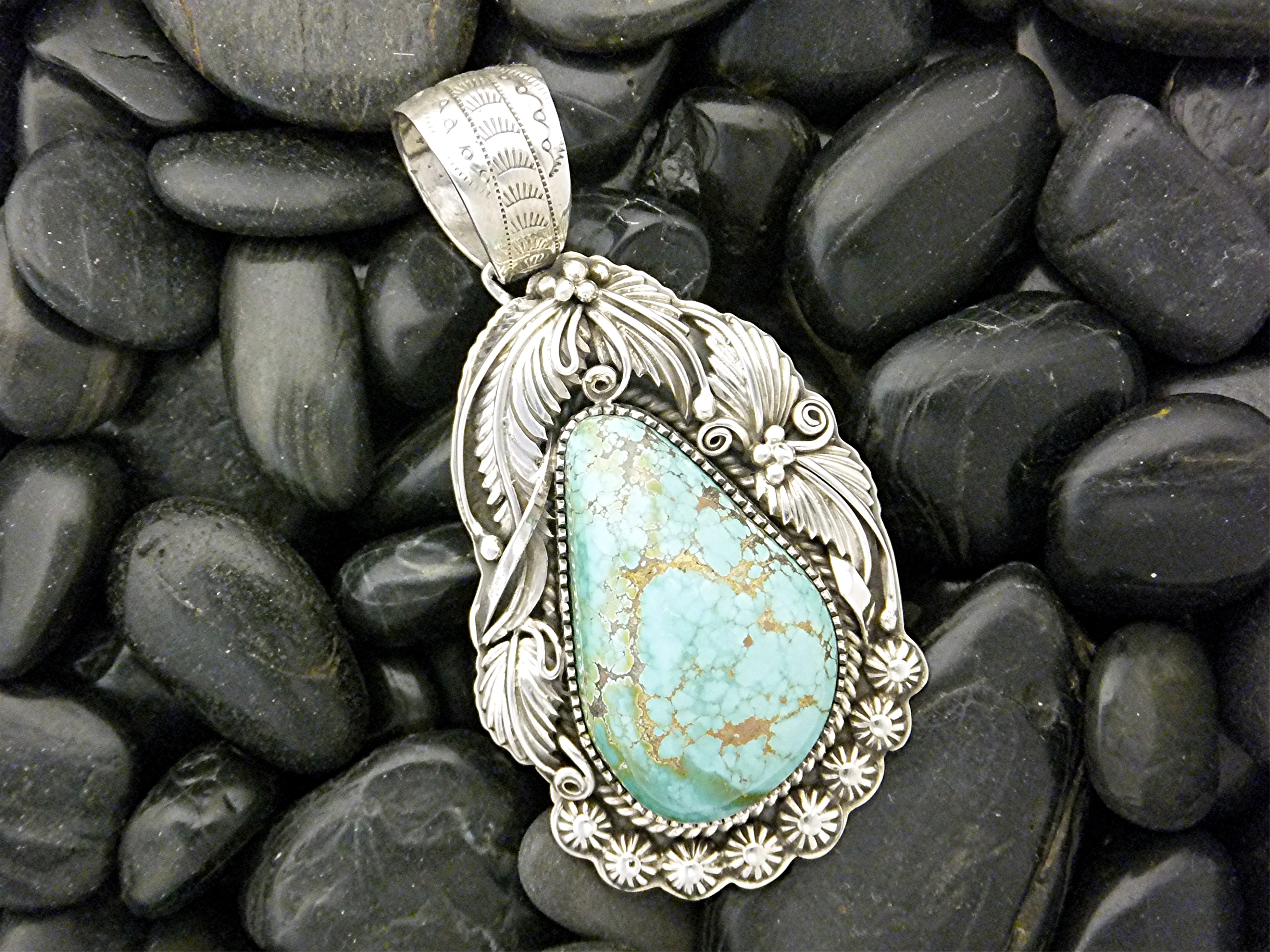 Carico Lake Turquoise Sterling Silver Signed LMC