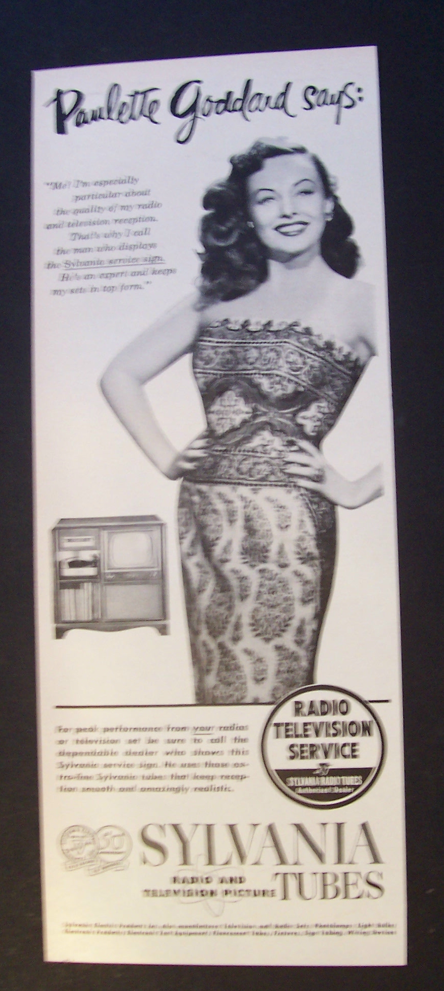 1951  Sylvania  Tubes  with  Paulette  Goddard