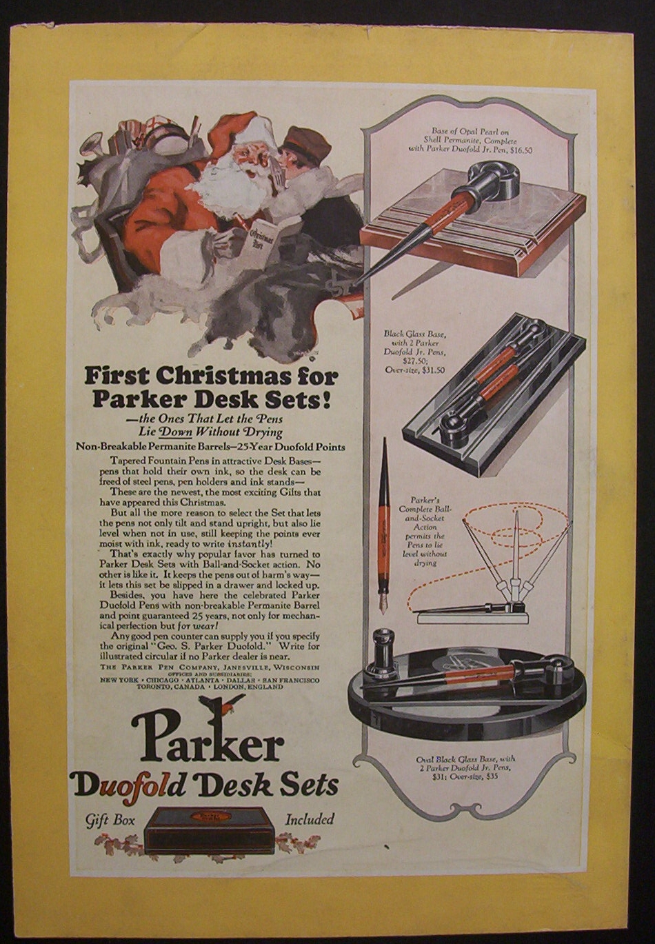 1926  Parker  Pens  Sets  with  Santa