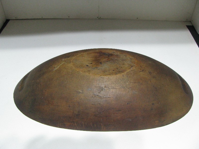 Antique Hand-Carved Wooden Dough Bowl Oval Trencher