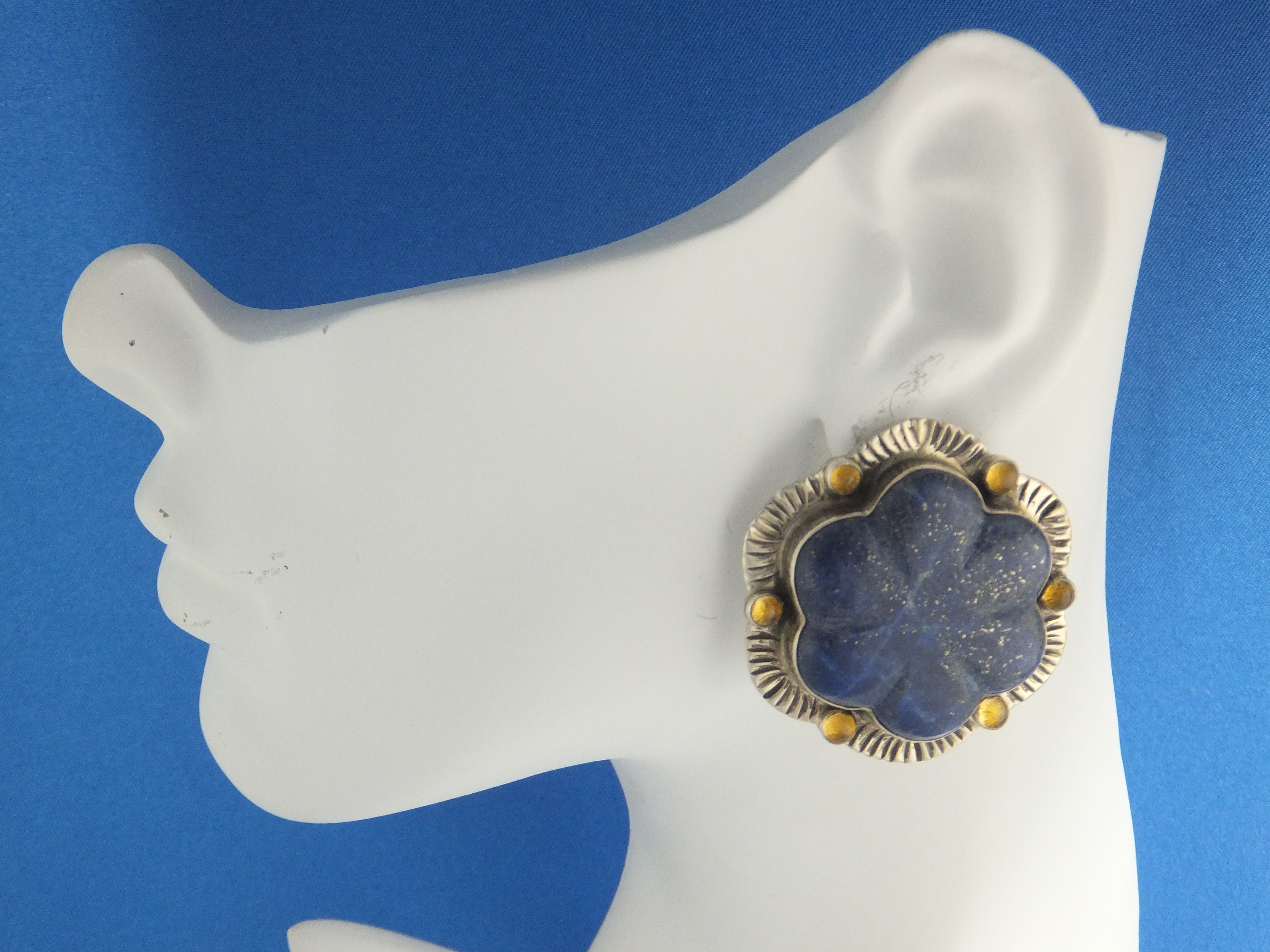 David Troutman Lapis Citrine Sterling Silver Clip Earr