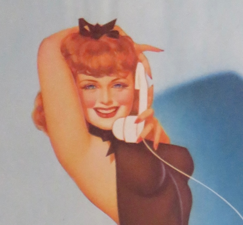 Original 1945 Sexy Pin Up Girl A Lovely Red Haired Woman Talking On The Telephone By George Petty