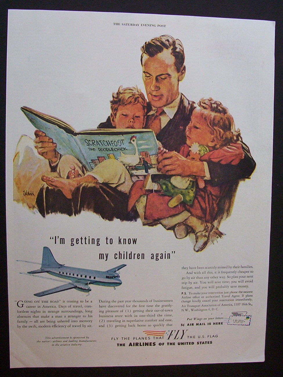 1946 Air Lines of the United States with Man & Children