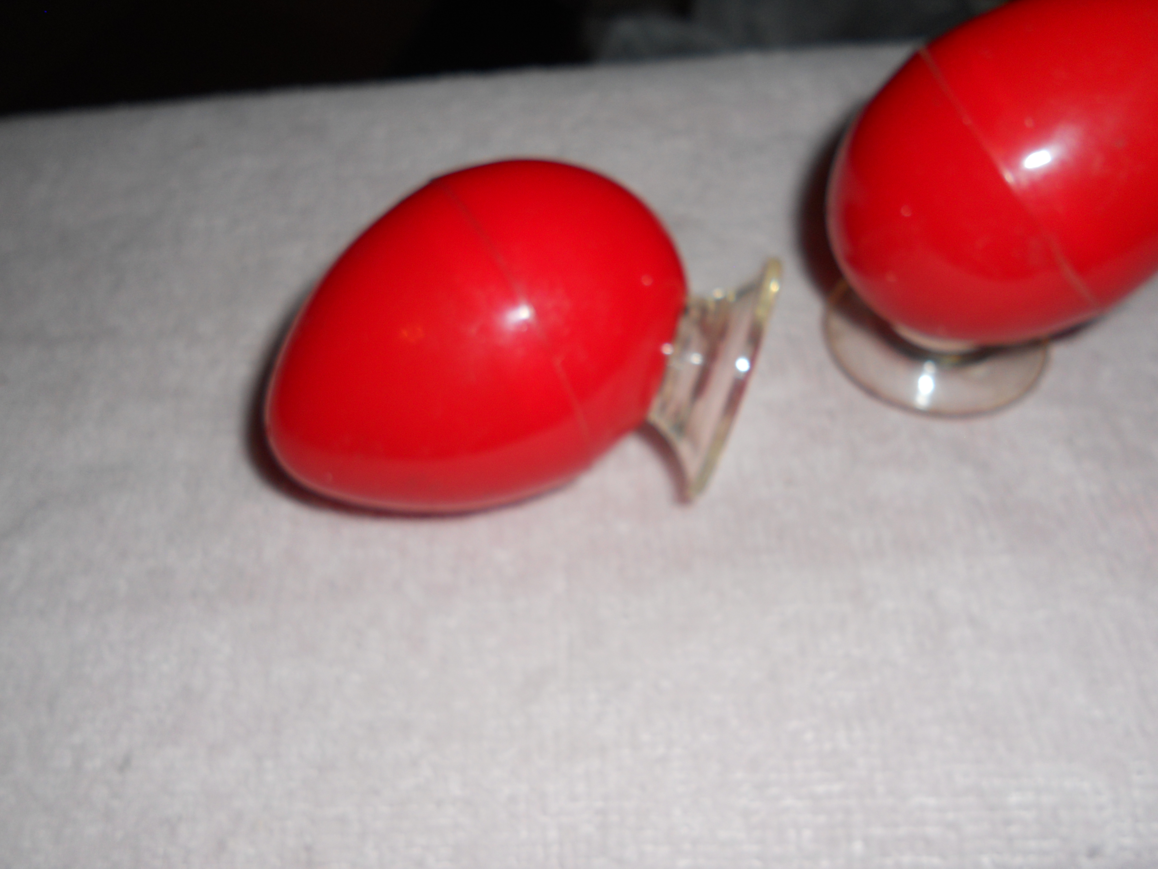 Egg Shaped Salt and Pepper Shakers Red Retro