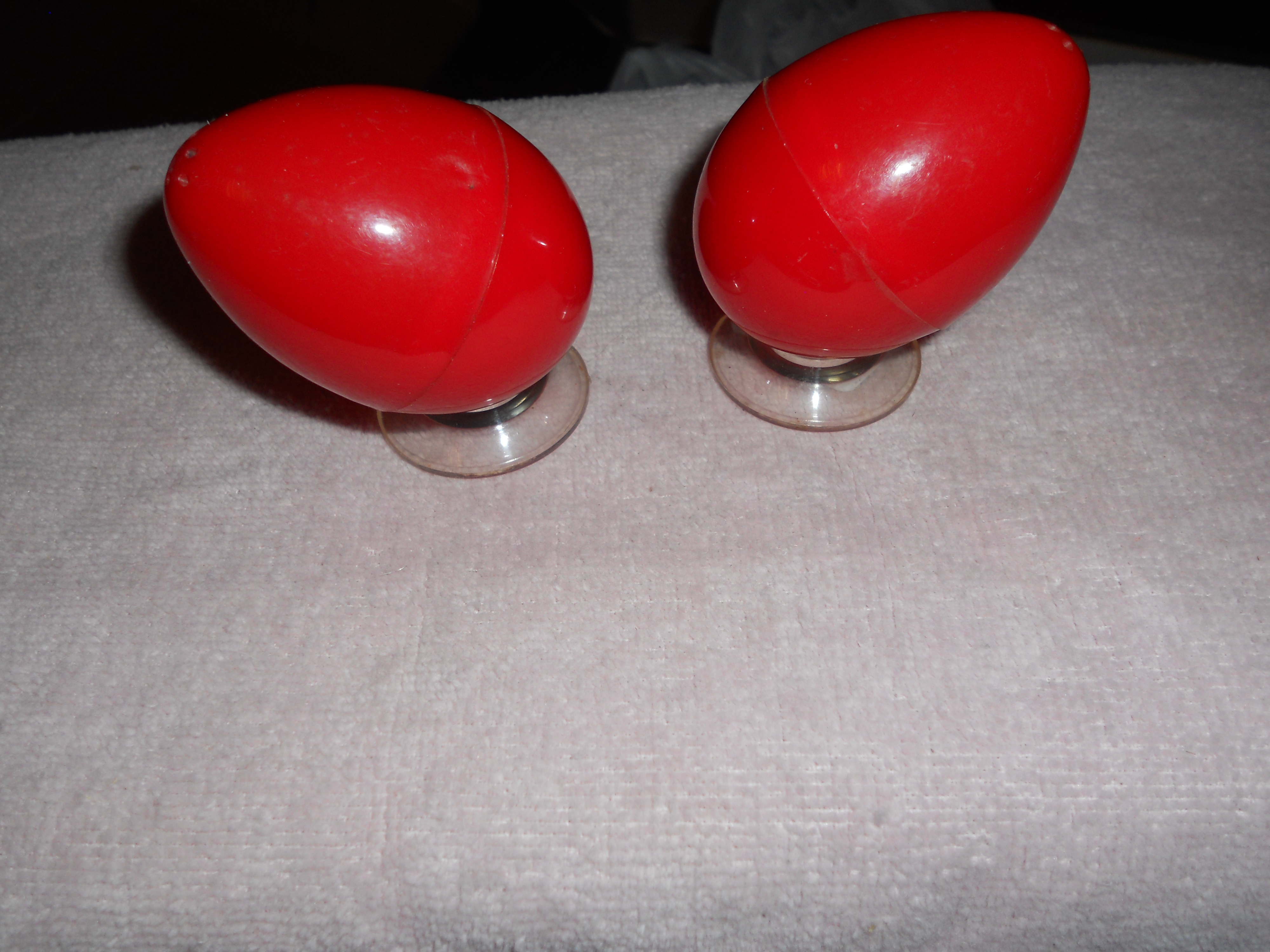 Egg Shaped Salt and Pepper Shakers Red Retro