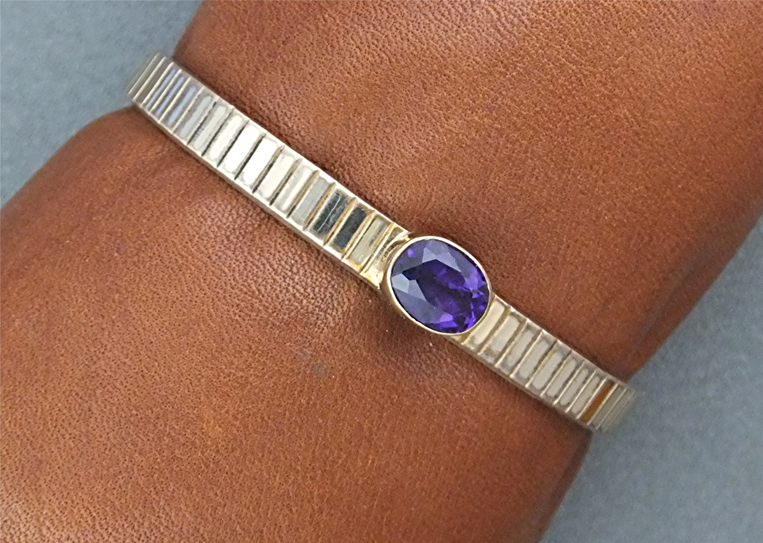Ray Bennett Sterling Silver 12K Gold Amethyst Bracelet