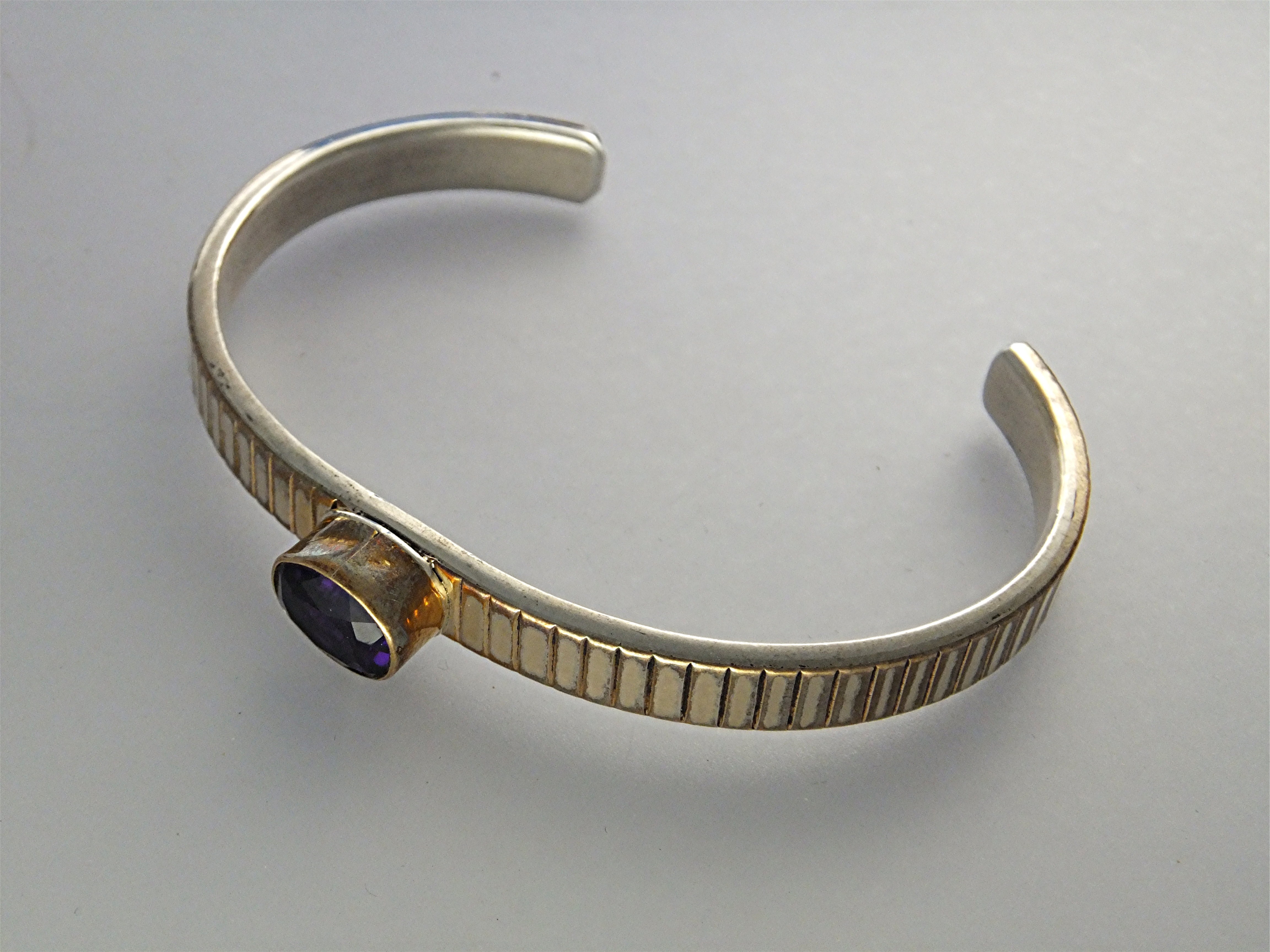 Ray Bennett Sterling Silver 12K Gold Amethyst Bracelet