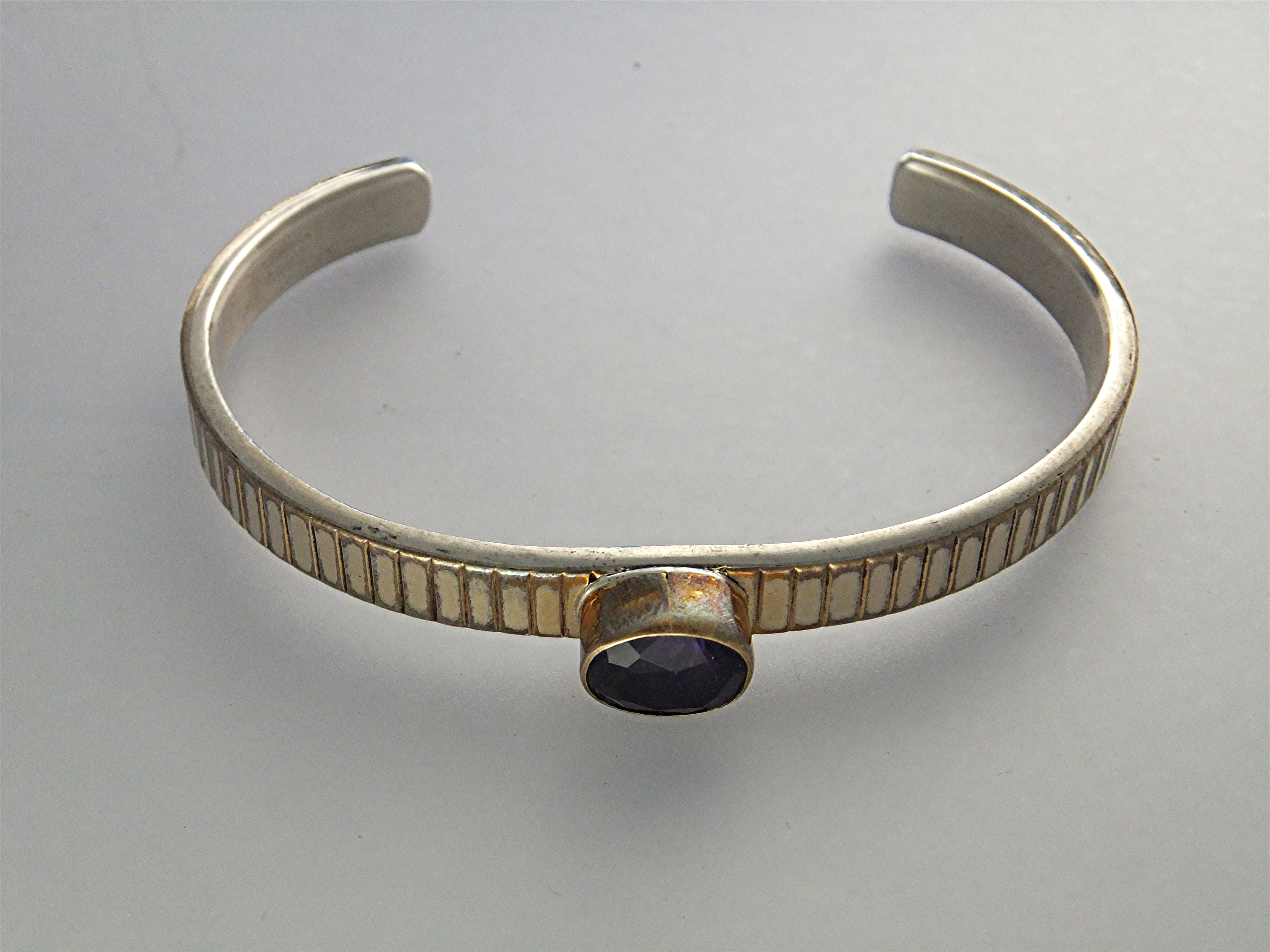 Ray Bennett Sterling Silver 12K Gold Amethyst Bracelet