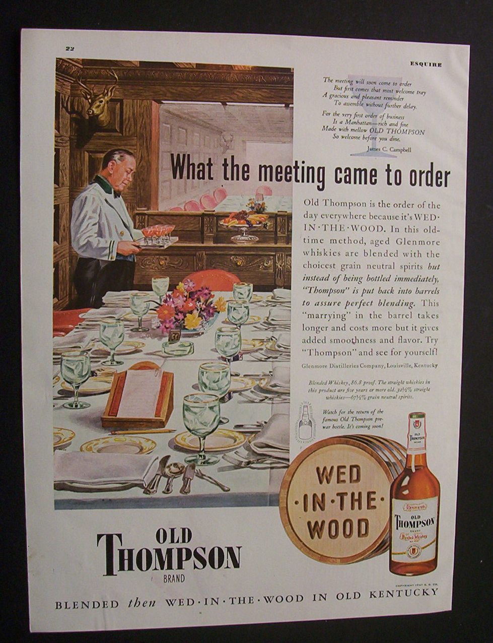 1948 Dual Ad: Van Heusen Shirts & Old  Thompson