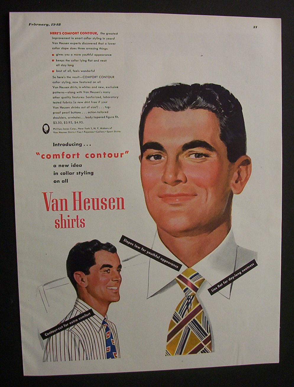 1948 Dual Ad: Van Heusen Shirts & Old Thompson