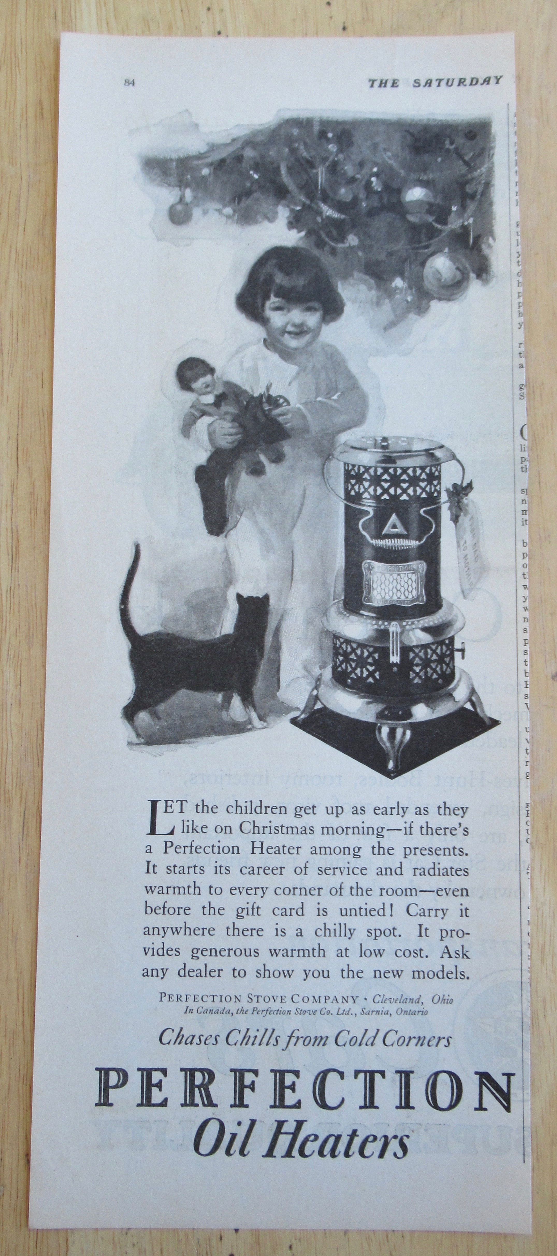 1926 Perfection Oil Heater with Little Girl Near Heater
