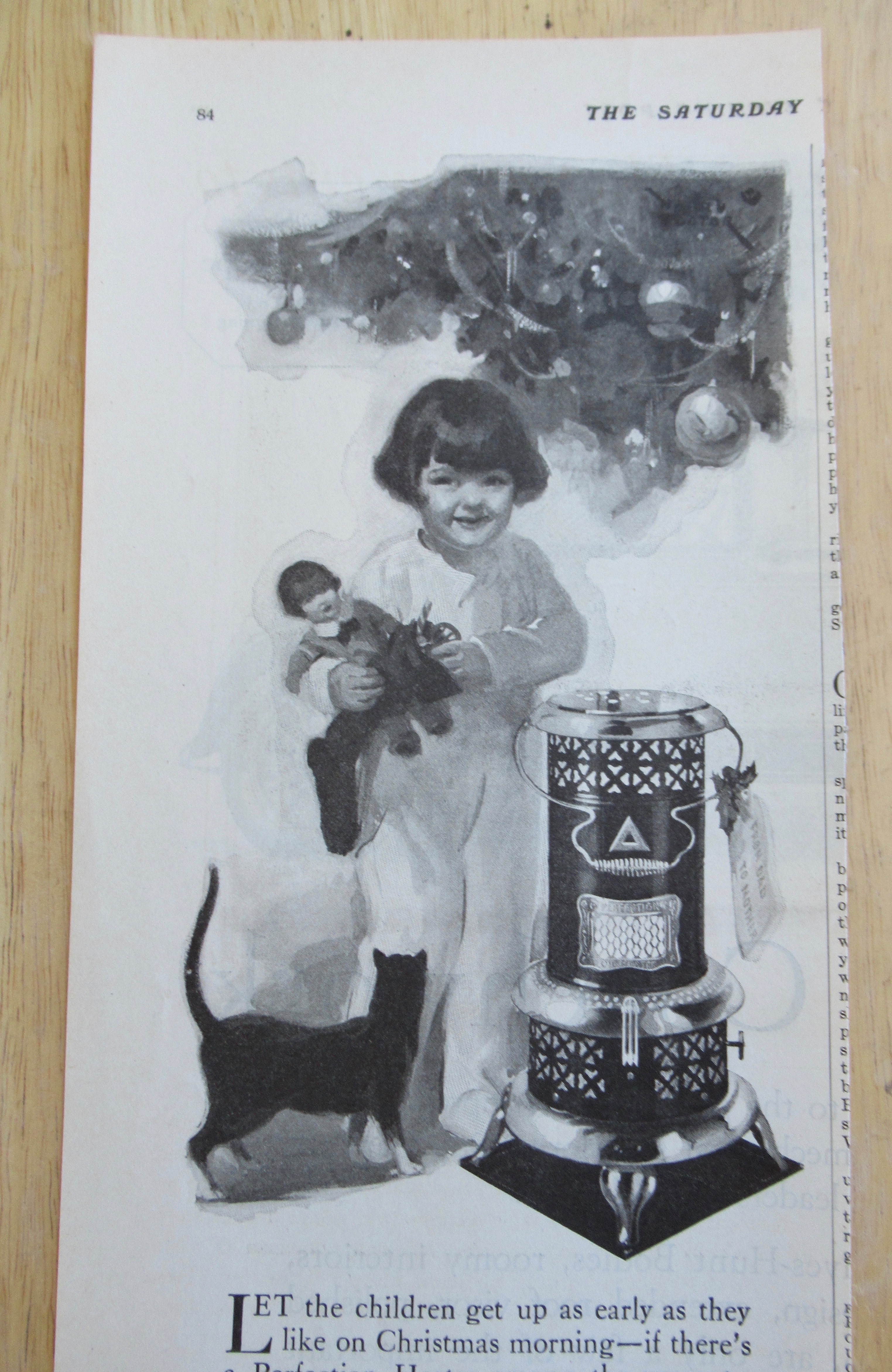 1926 Perfection Oil Heater with Little Girl Near Heater