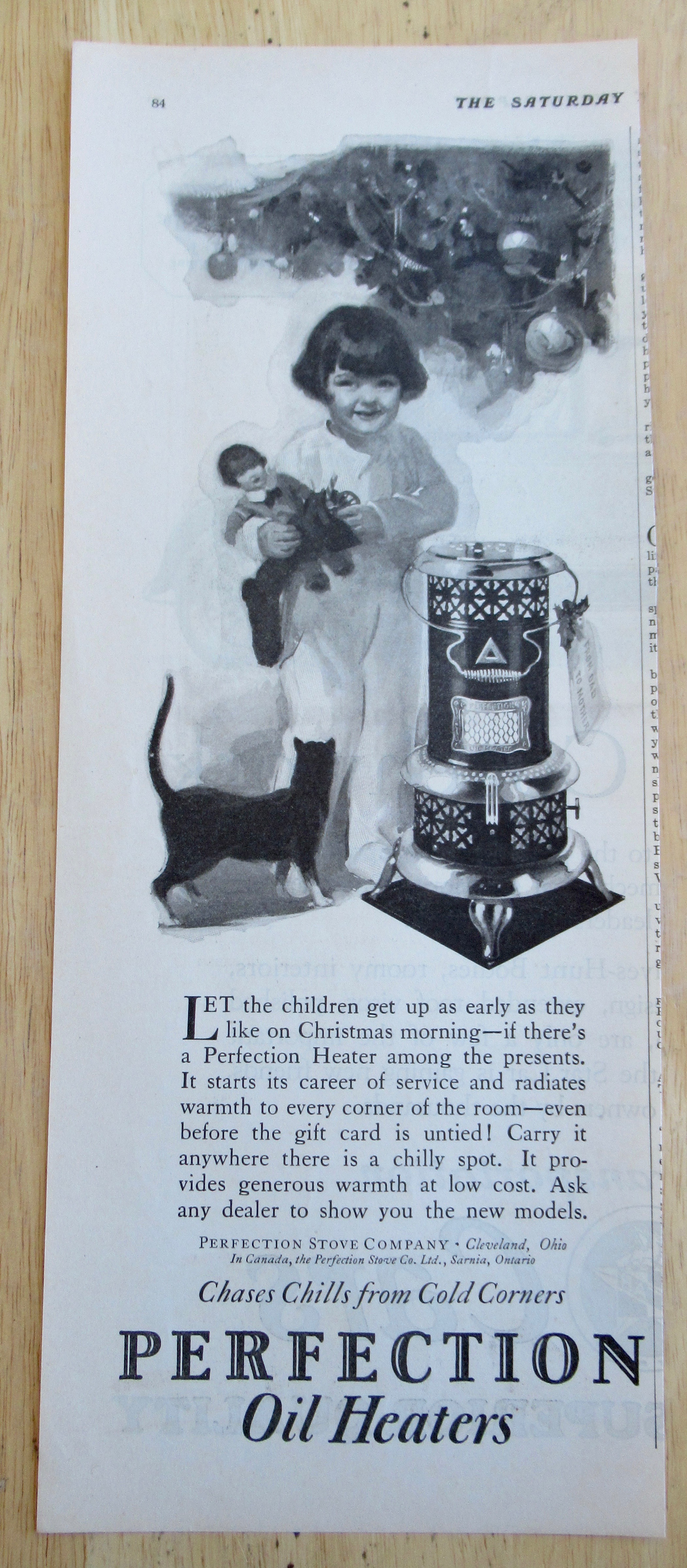 1926 Perfection Oil Heater with Little Girl Near Heater
