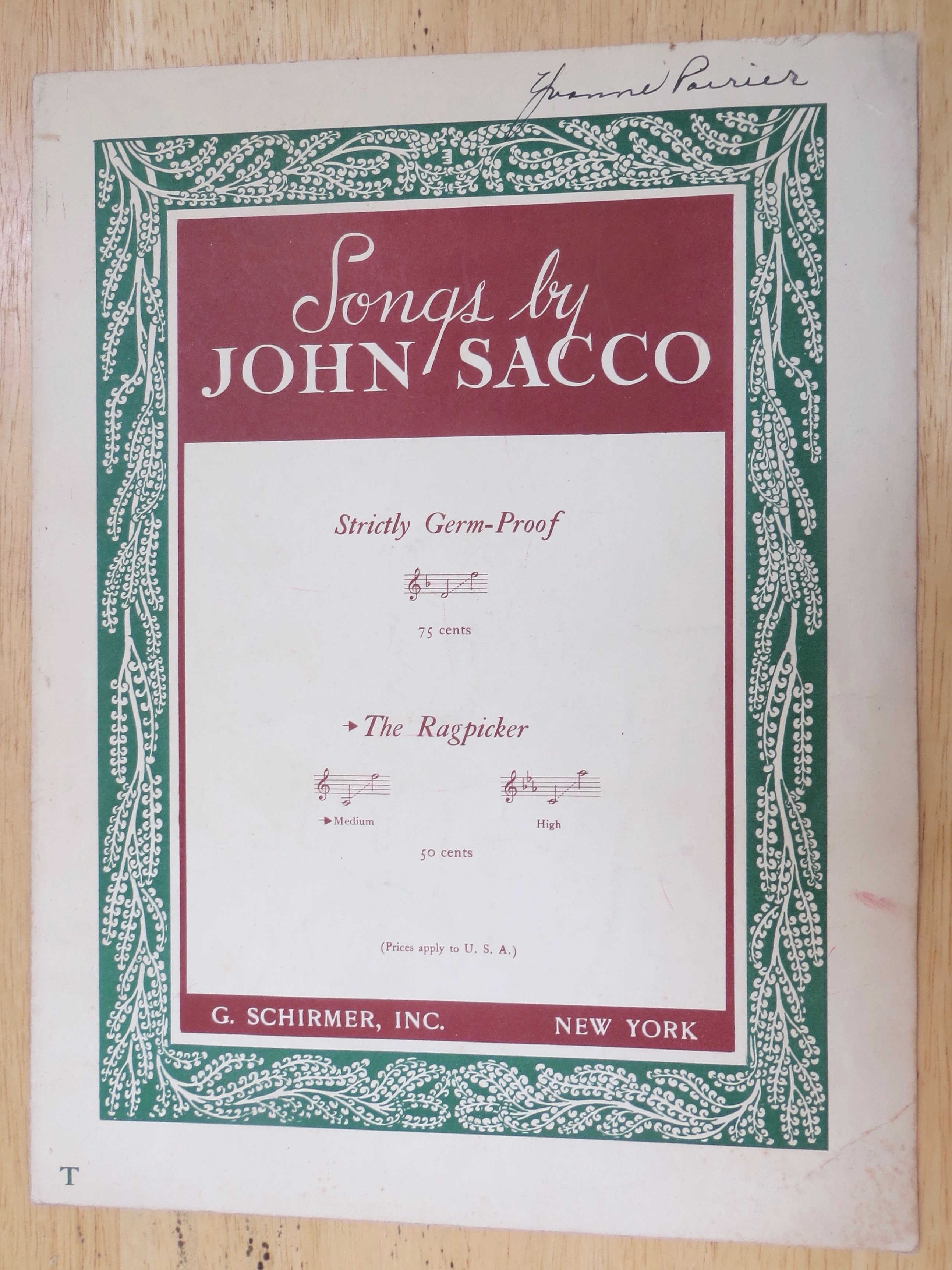1941 The Ragpicker Sheet Music By John Sacco