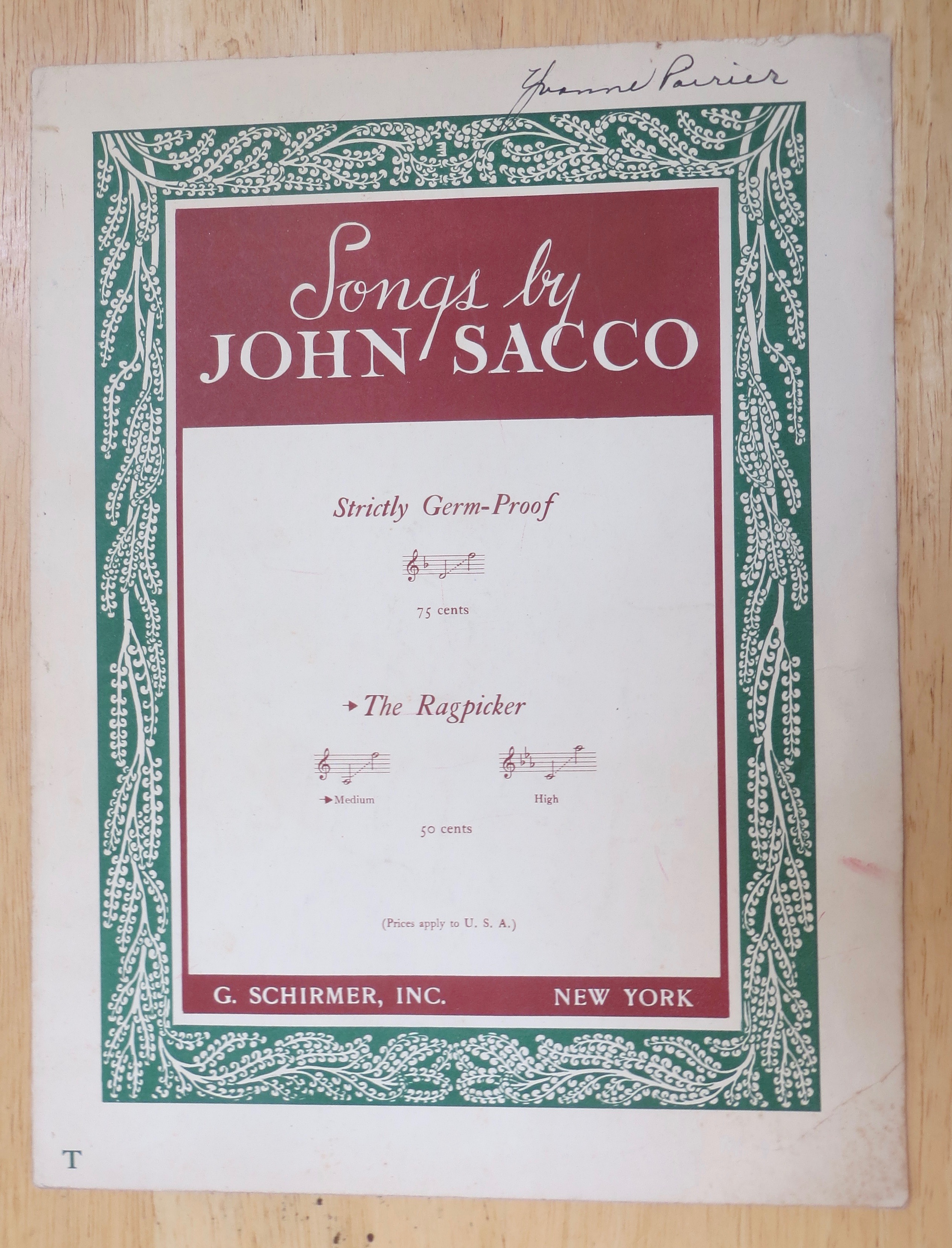 1941 The Ragpicker Sheet Music By John Sacco