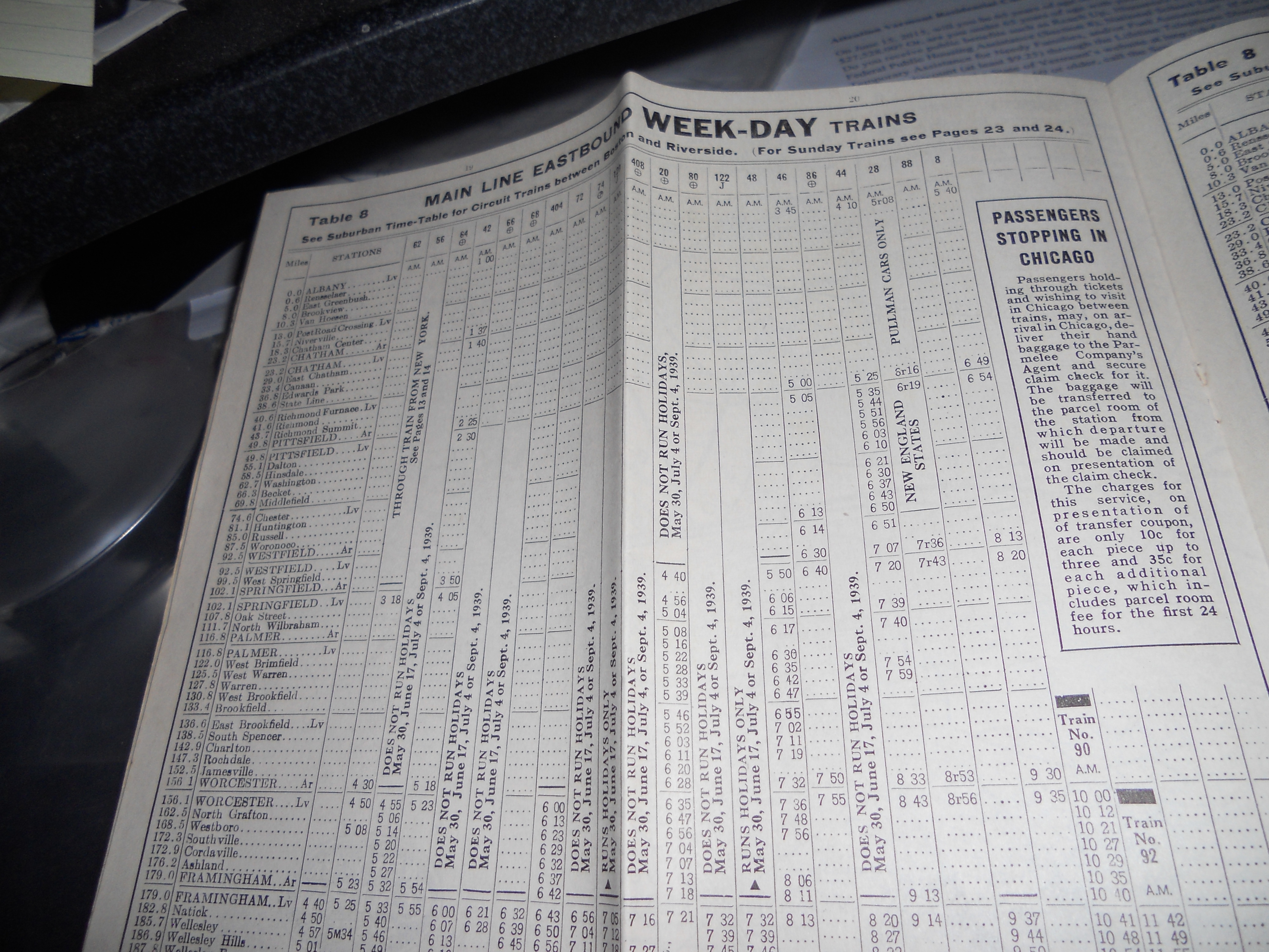 New York World's Fair Train Schedule 1939