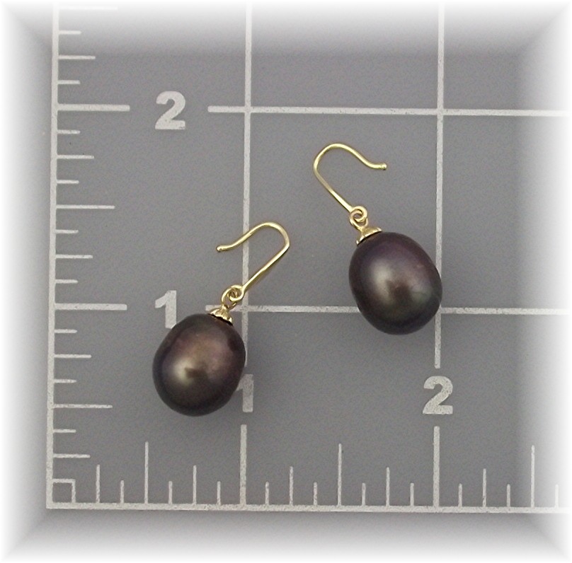Earrings 14K Gold 11mmTahitian Pearl PiercedShepherd  H