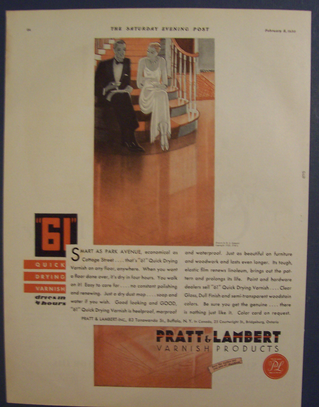 1930  Pratt & Lambert 61 Quick Drying Varnish