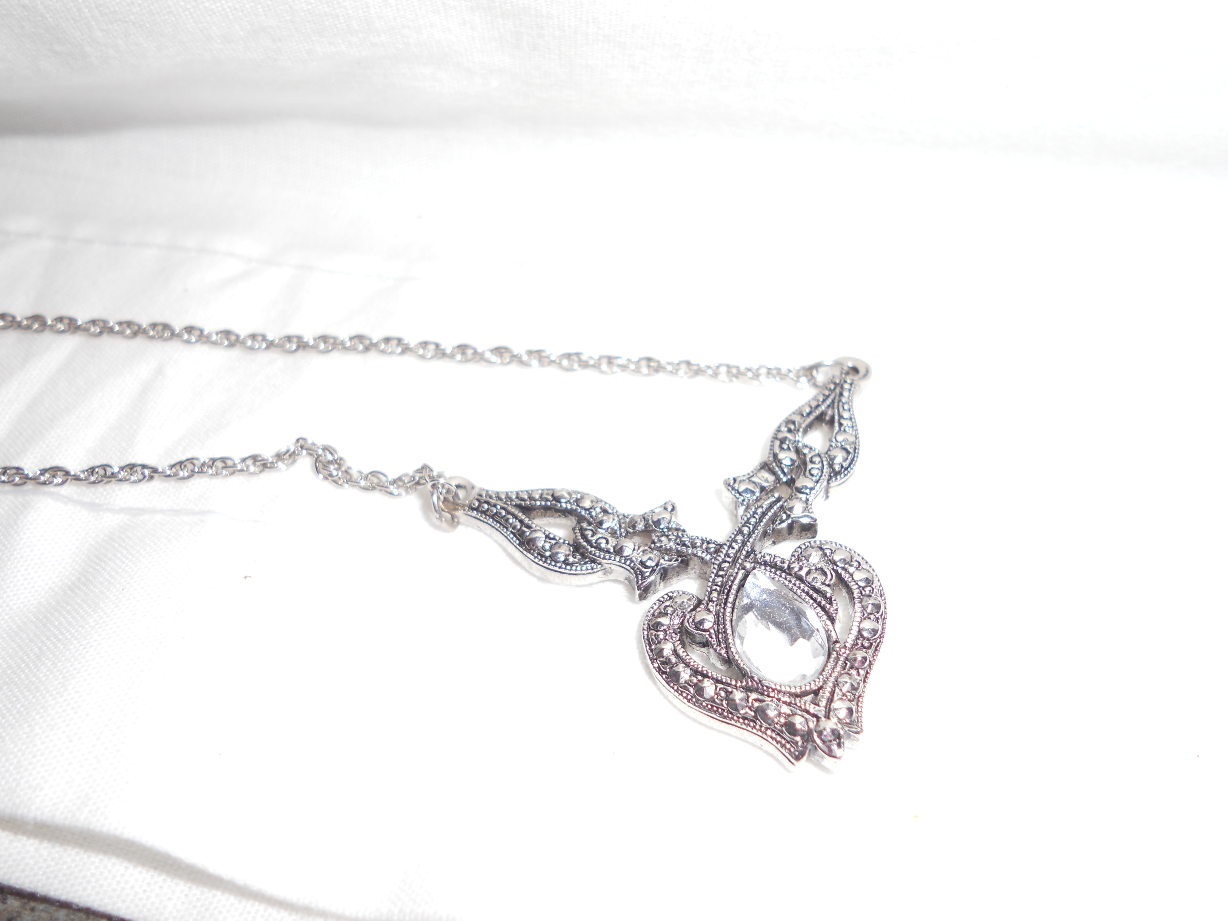 Avon Pendant Necklace clear Topaz Tear Drop
