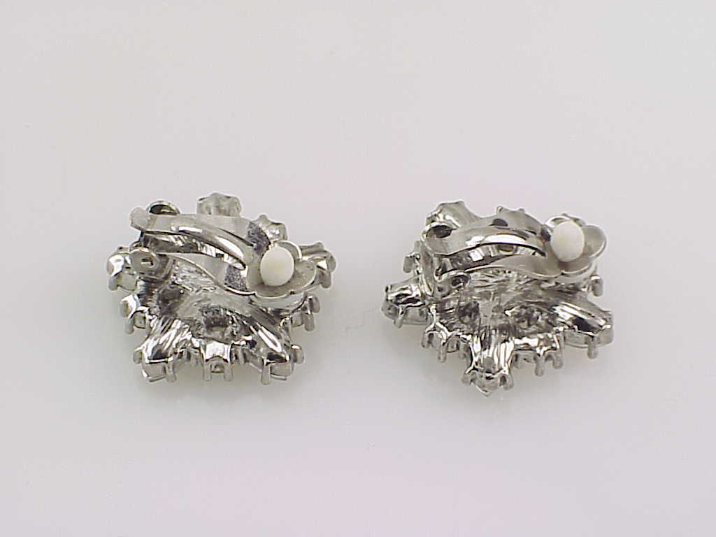 Aurora Borealis And Clear Rhinestone Clip Earrings