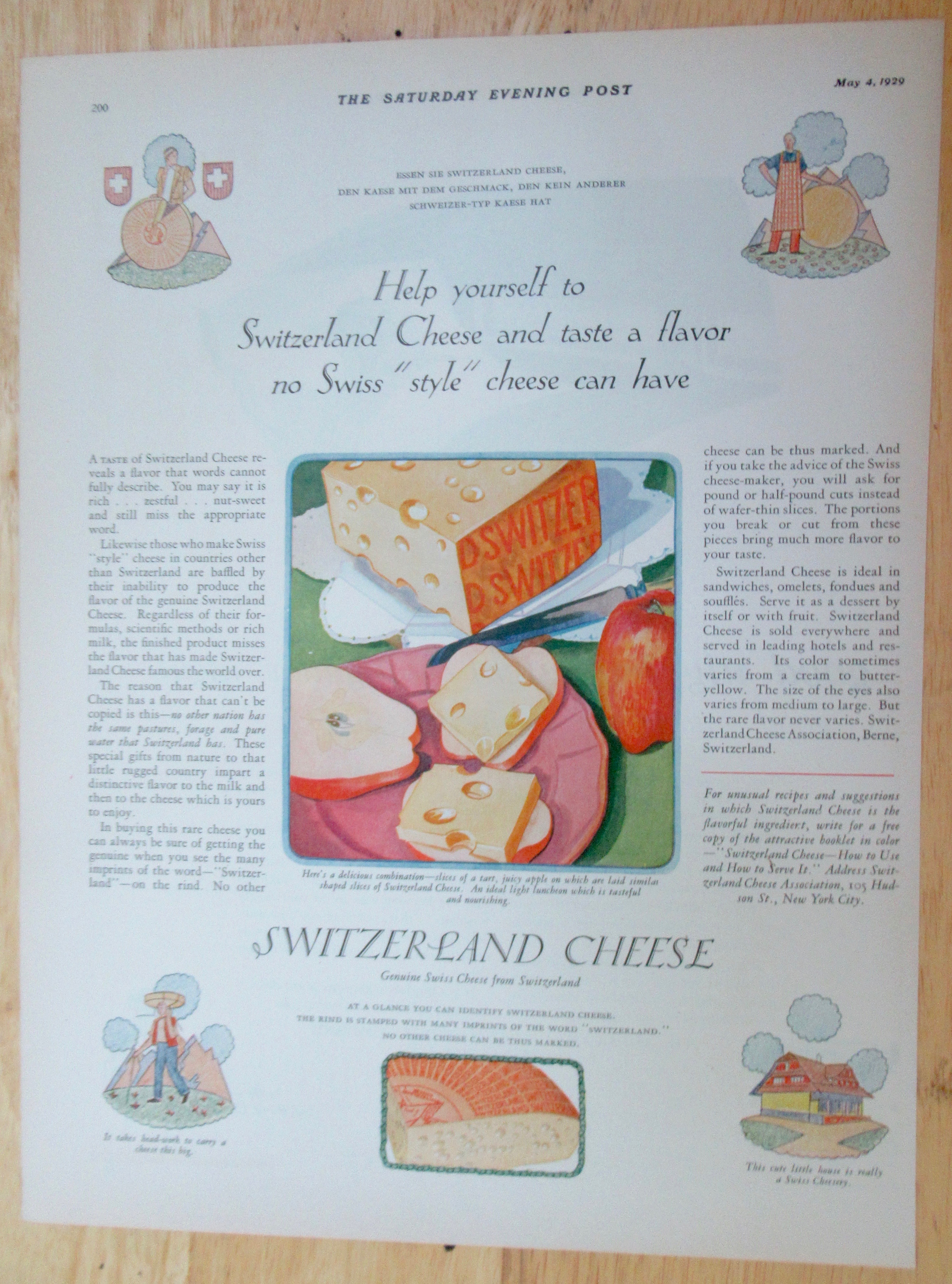 1929 Switzerland Cheese with Cheese & Apples