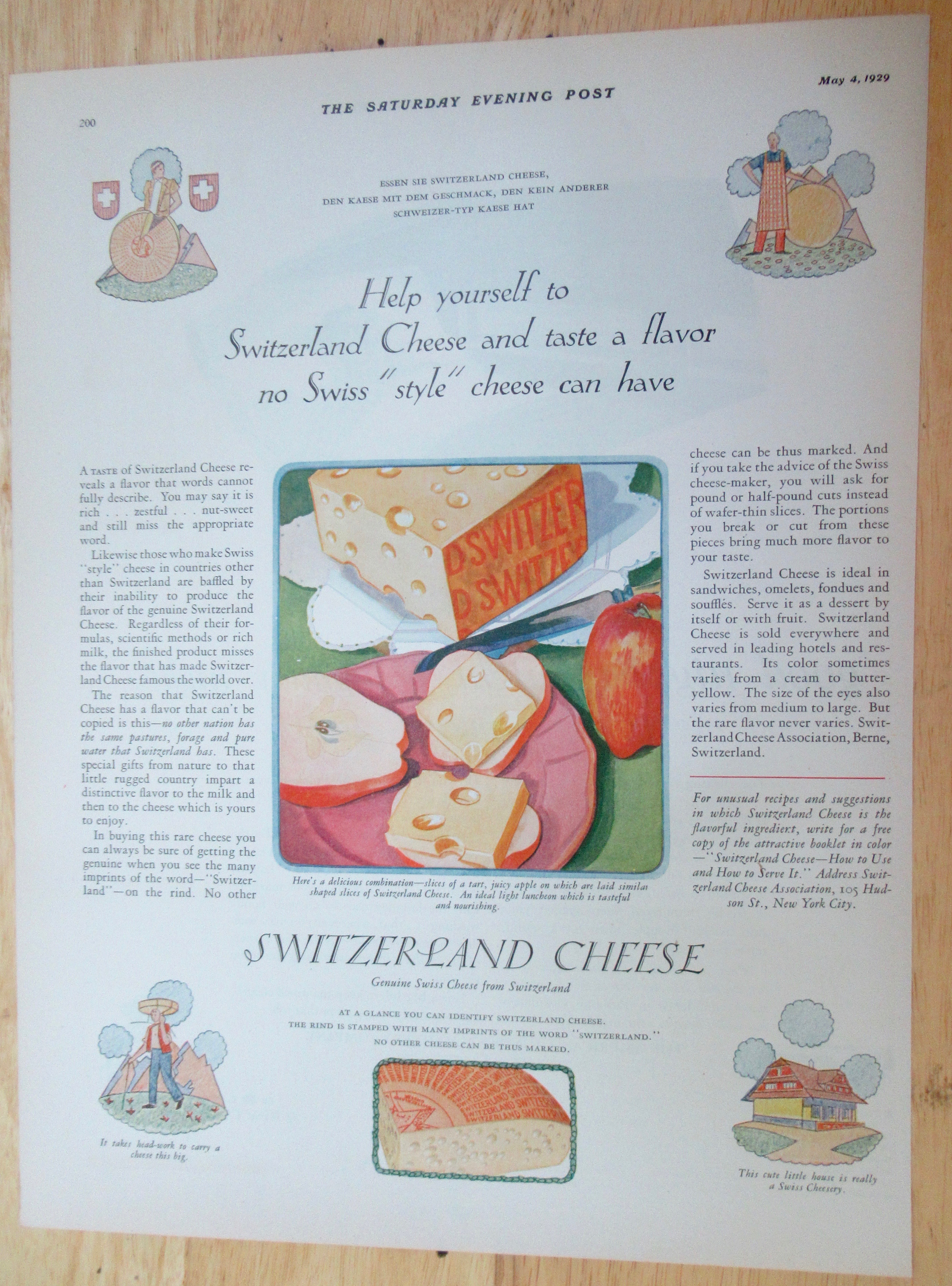 1929 Switzerland Cheese with Cheese & Apples