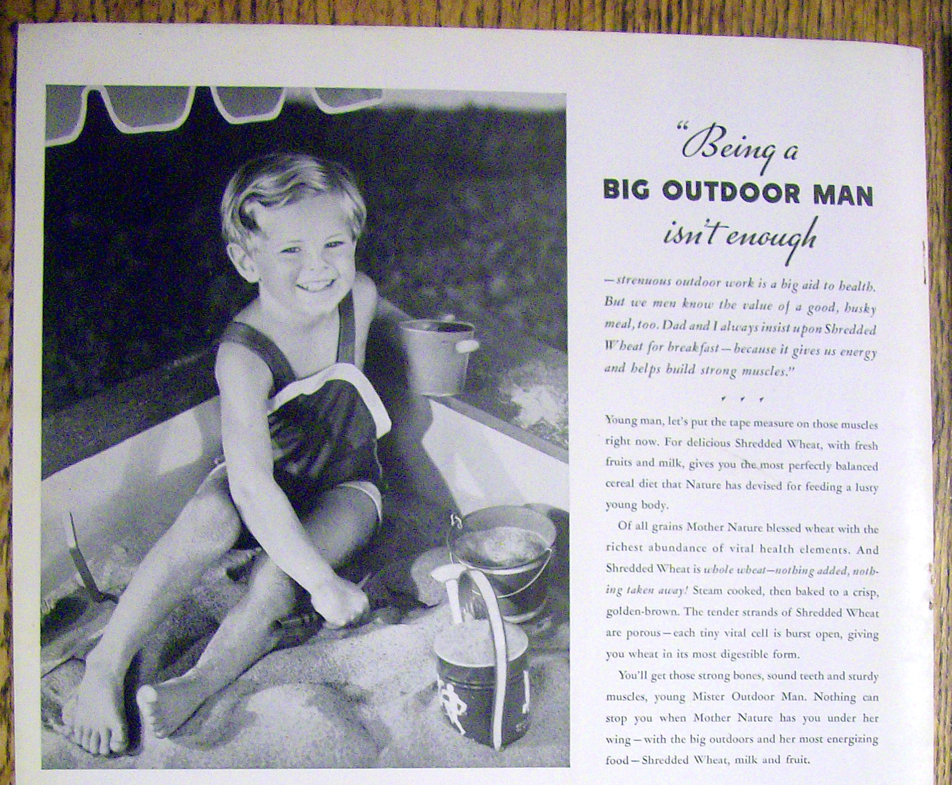 1935 Shredded Wheat Cereal with Boy in Sandbox