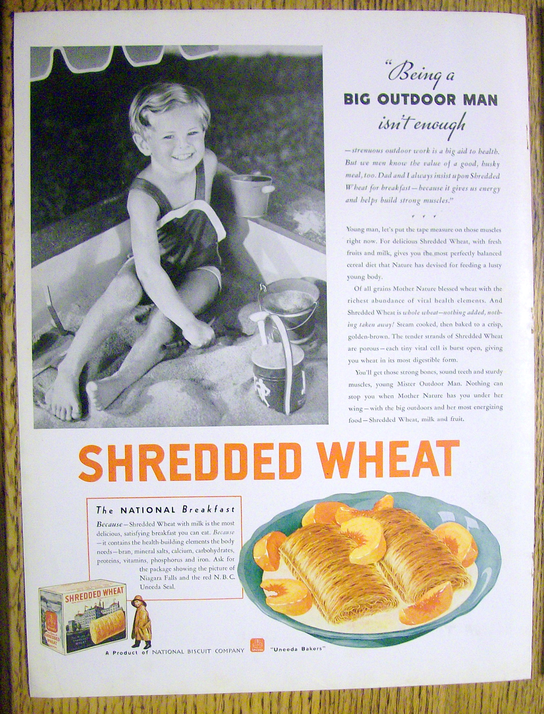 1935 Shredded Wheat Cereal with Boy in Sandbox