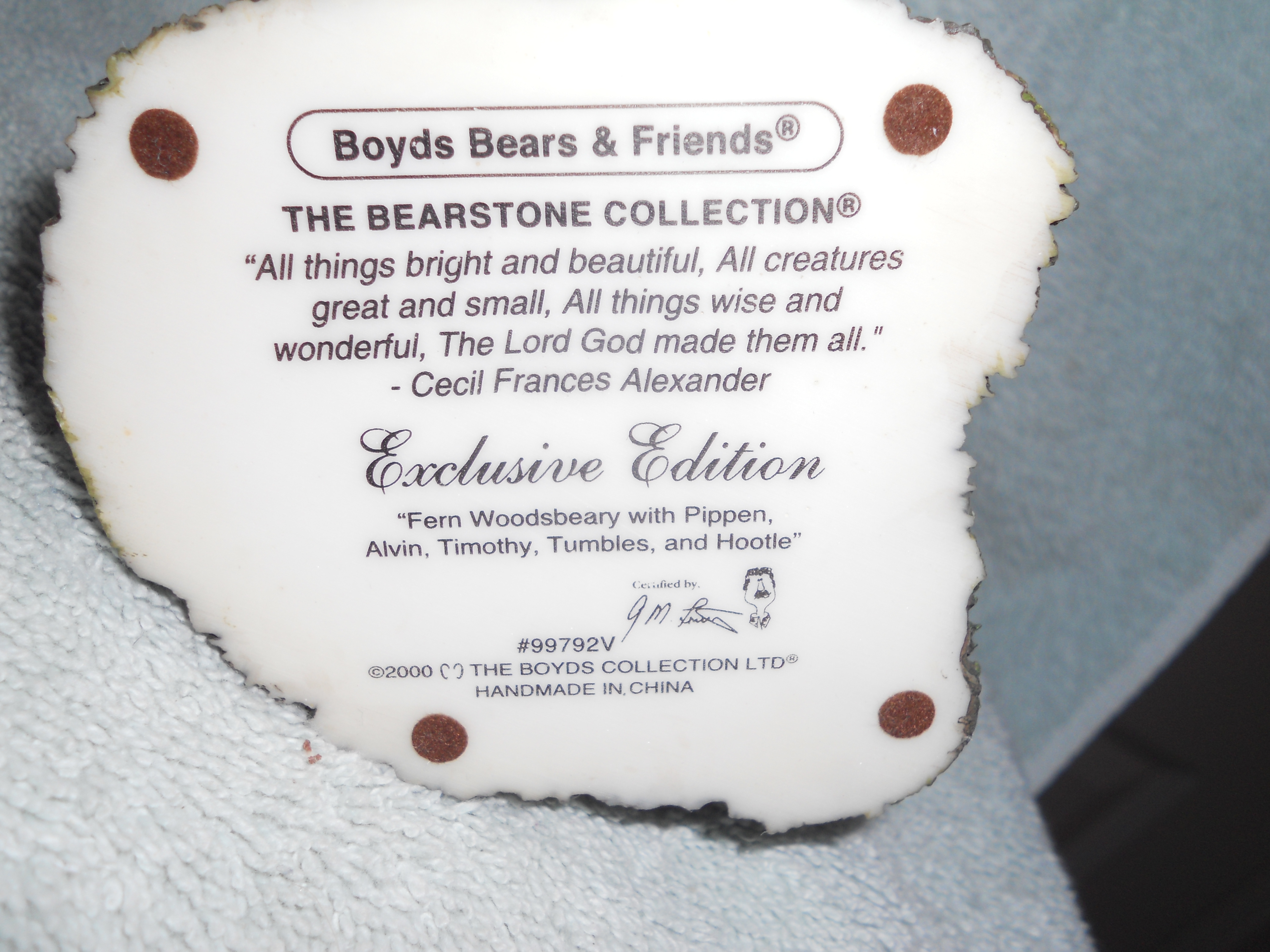 Boyds Bearstone Collecrion Fern Woodsbeary