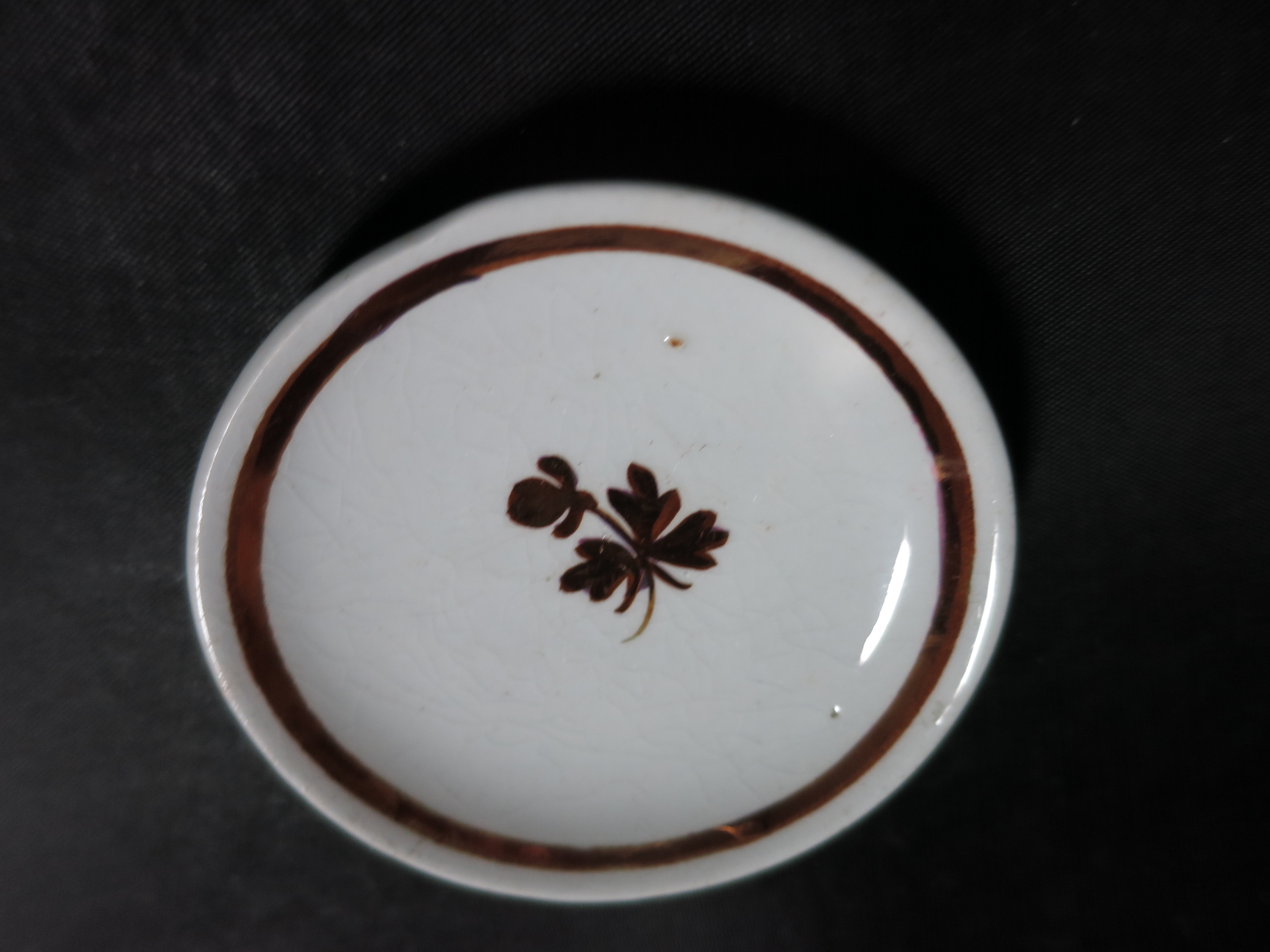 Antique Butter Pat Gold Floral Leaf