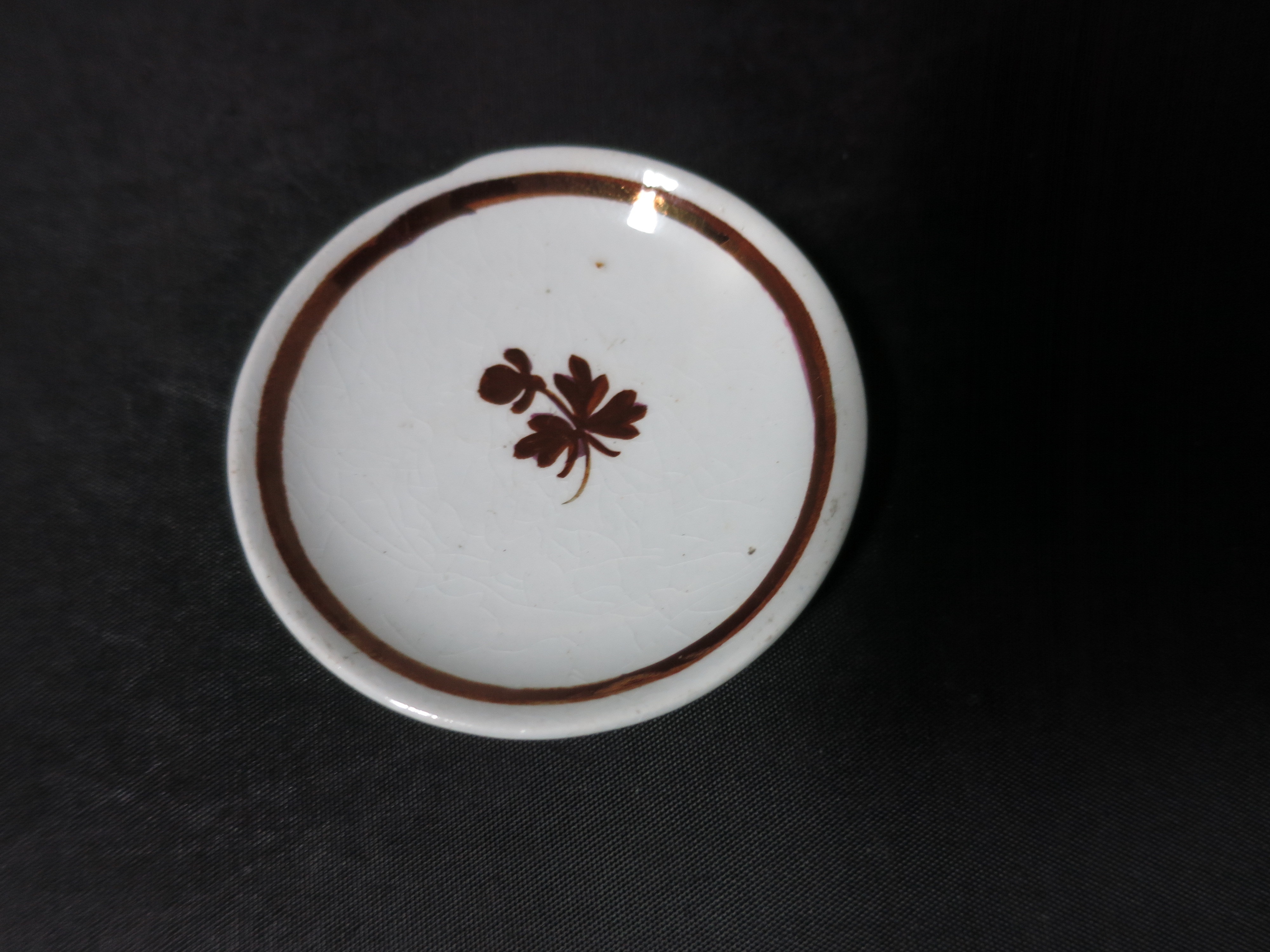Antique Butter Pat Gold Floral Leaf
