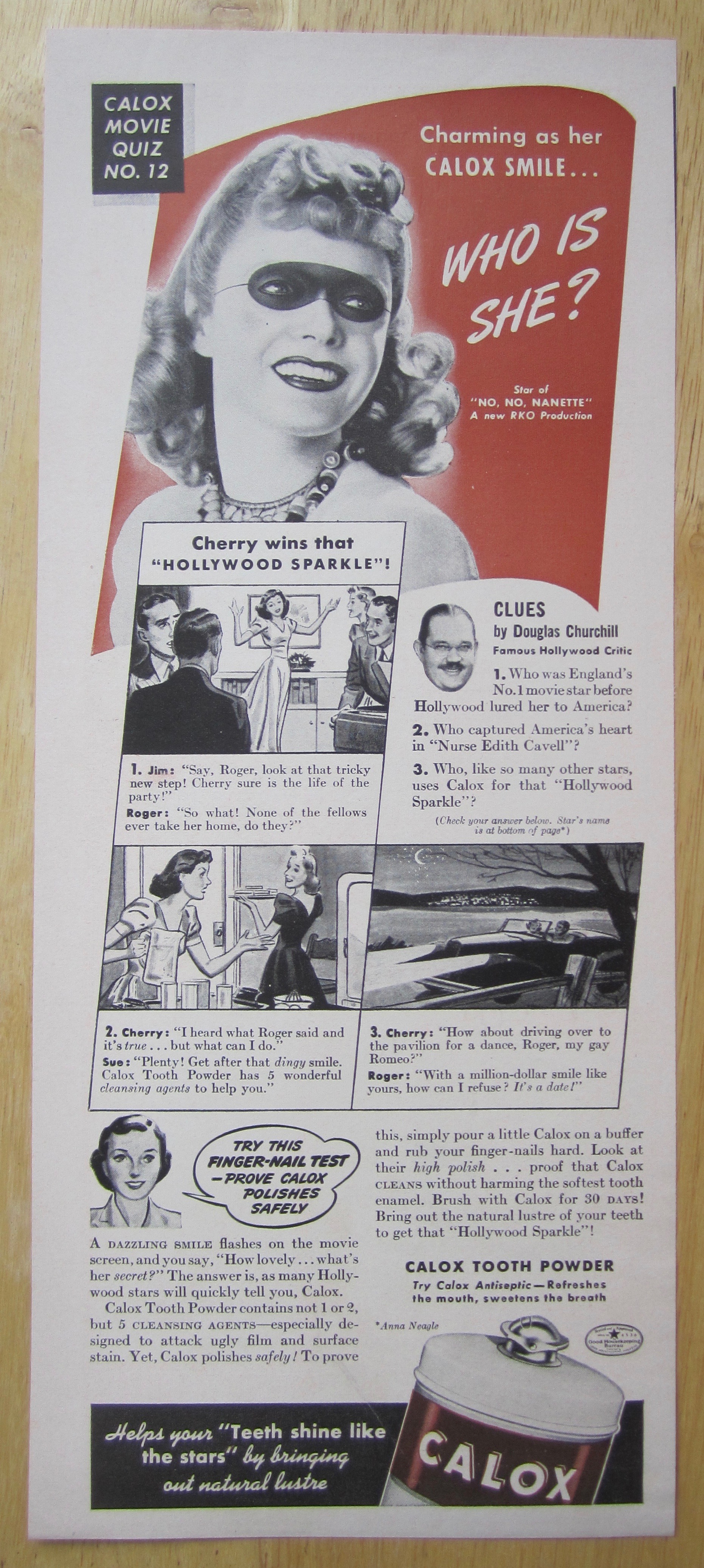 1940 Calox Tooth Powder with Anna Neagle