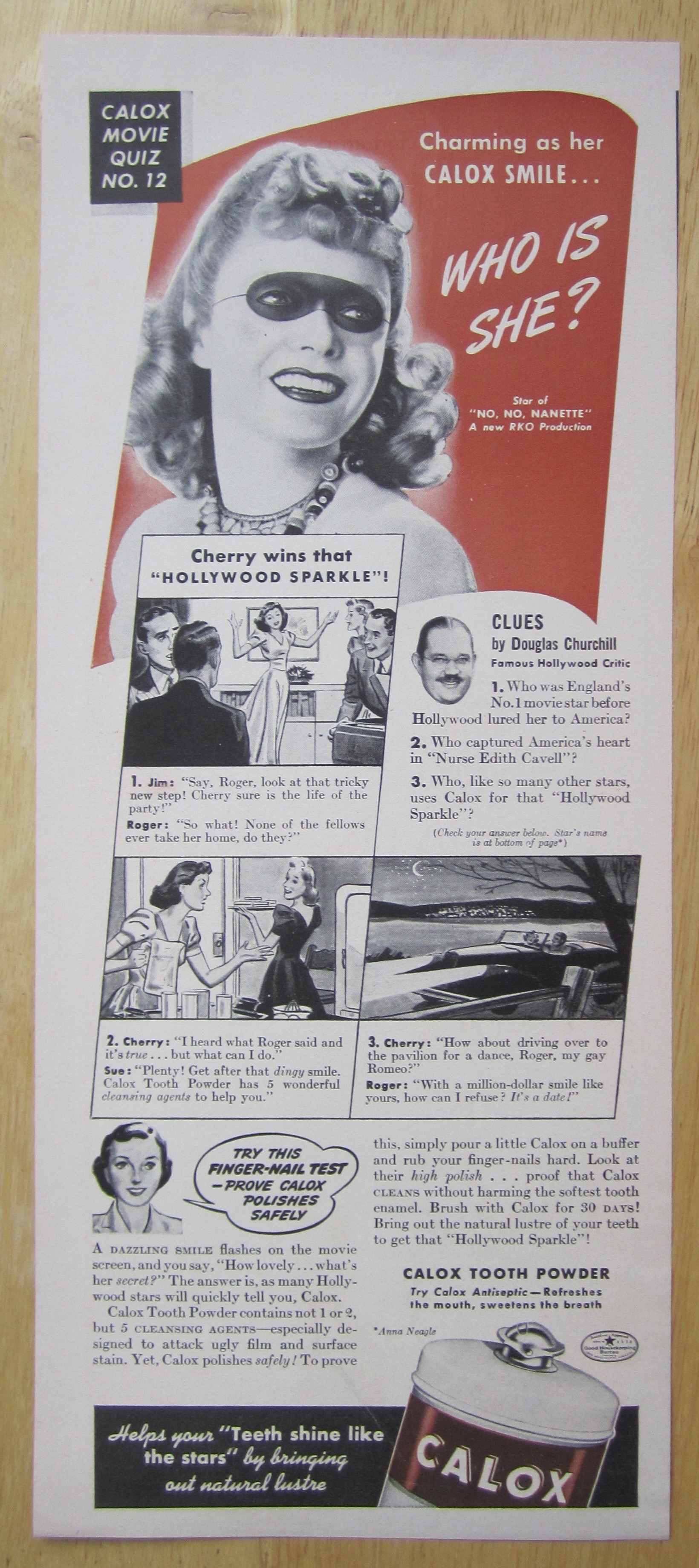1940 Calox Tooth Powder with Anna Neagle