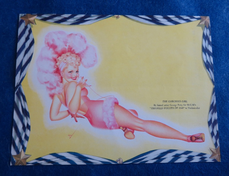 Original 1940's The Gorgeous Girl Wearing Pink Headdress With Pink Outfit By George Petty