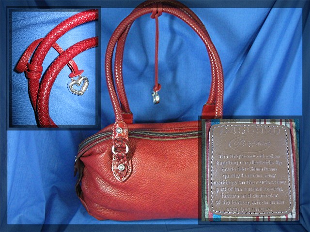 Brighton Handbag, Red pebble leather