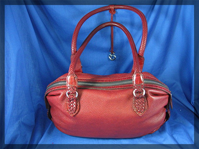 Brighton Handbag, Red pebble leather