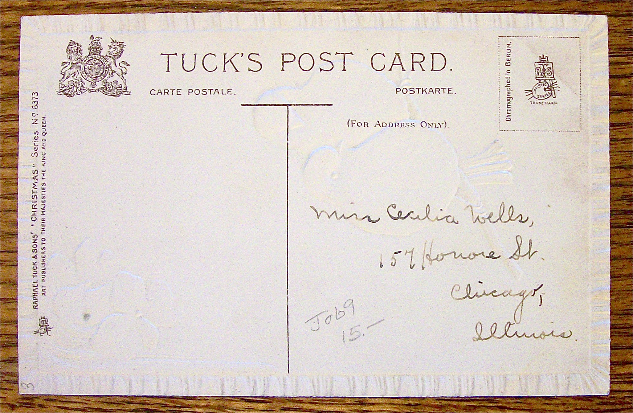Christmas Greetings Postcard w/May Happiness (Embossed)