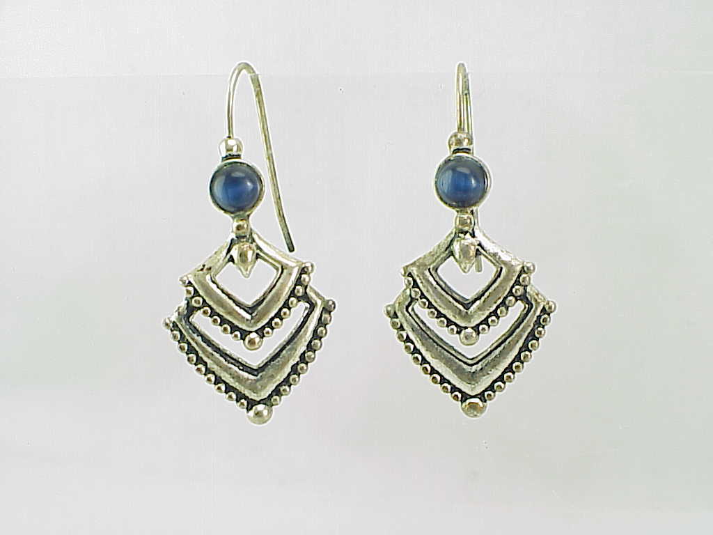 Avon Dangling Silver Tone Blue Bead Pierced Earrings