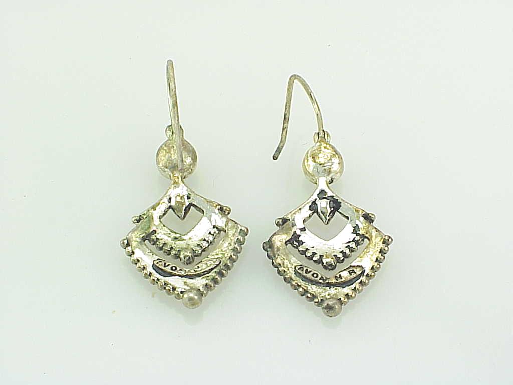 Avon Dangling Silver Tone Blue Bead Pierced Earrings