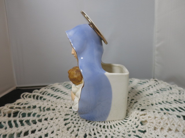Virgin Mother Mary holding Infant Jesus Planter Vase Nancy Pew