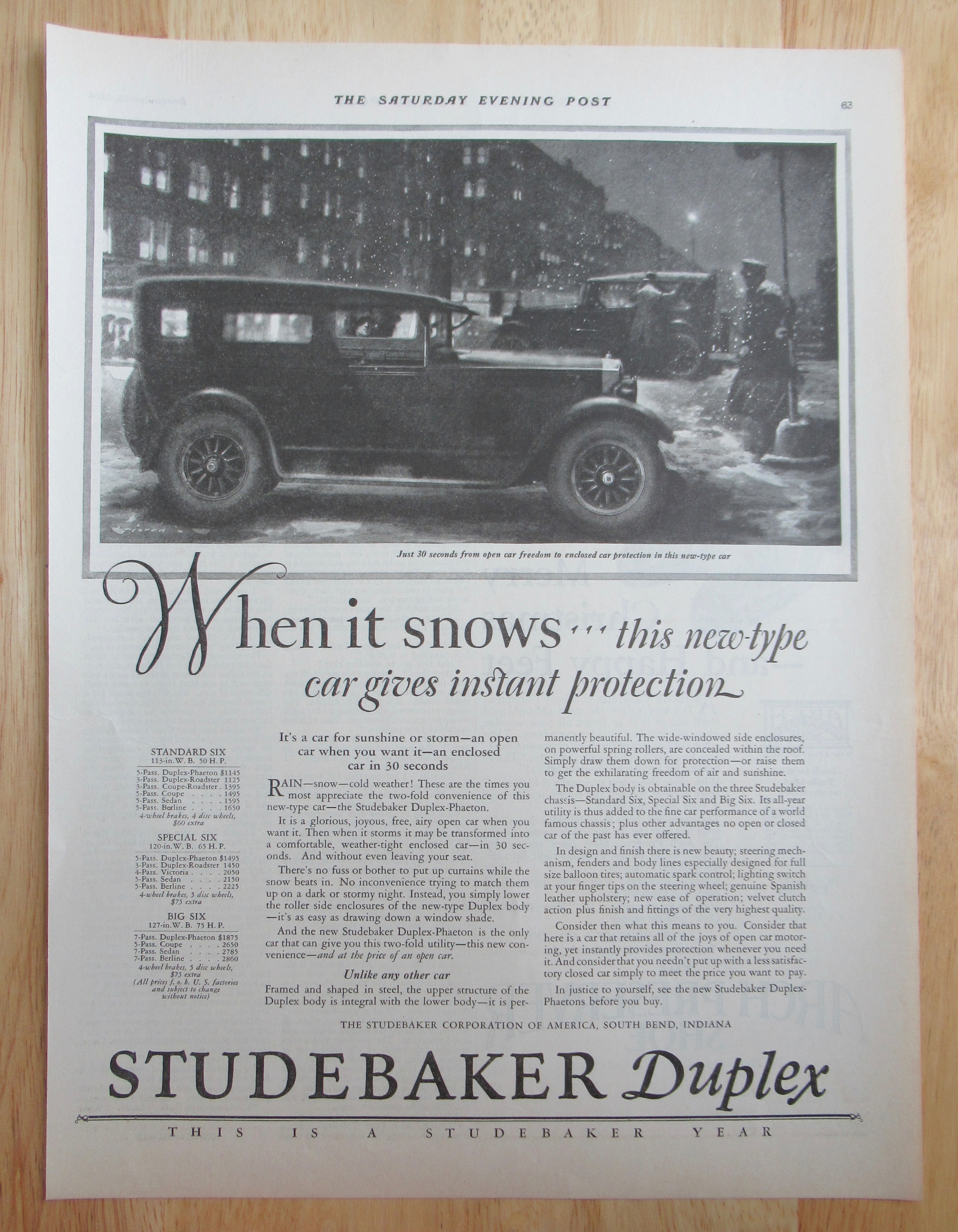 1924 Studebaker Automobile w/Studebaker Duplex Phaeton