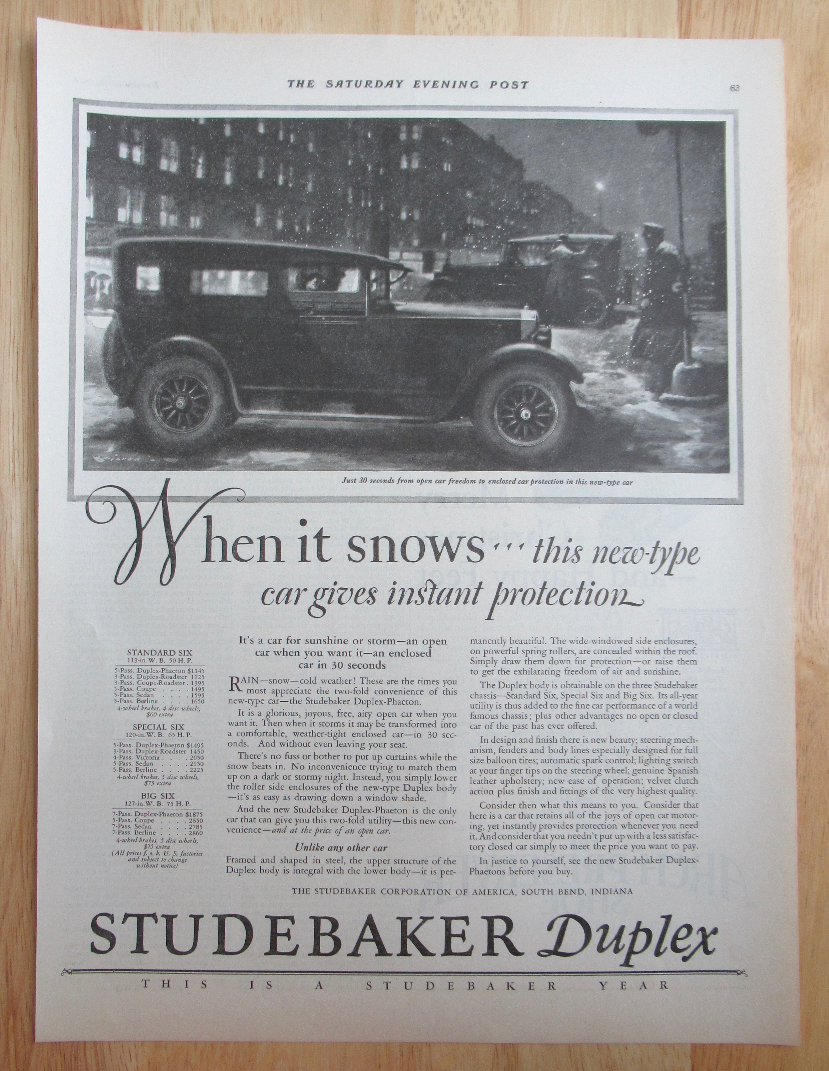 1924 Studebaker Automobile w/Studebaker Duplex Phaeton