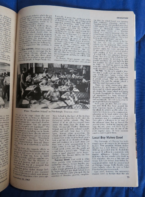 Newsweek Magazine September 25, 1967 The School Crisis