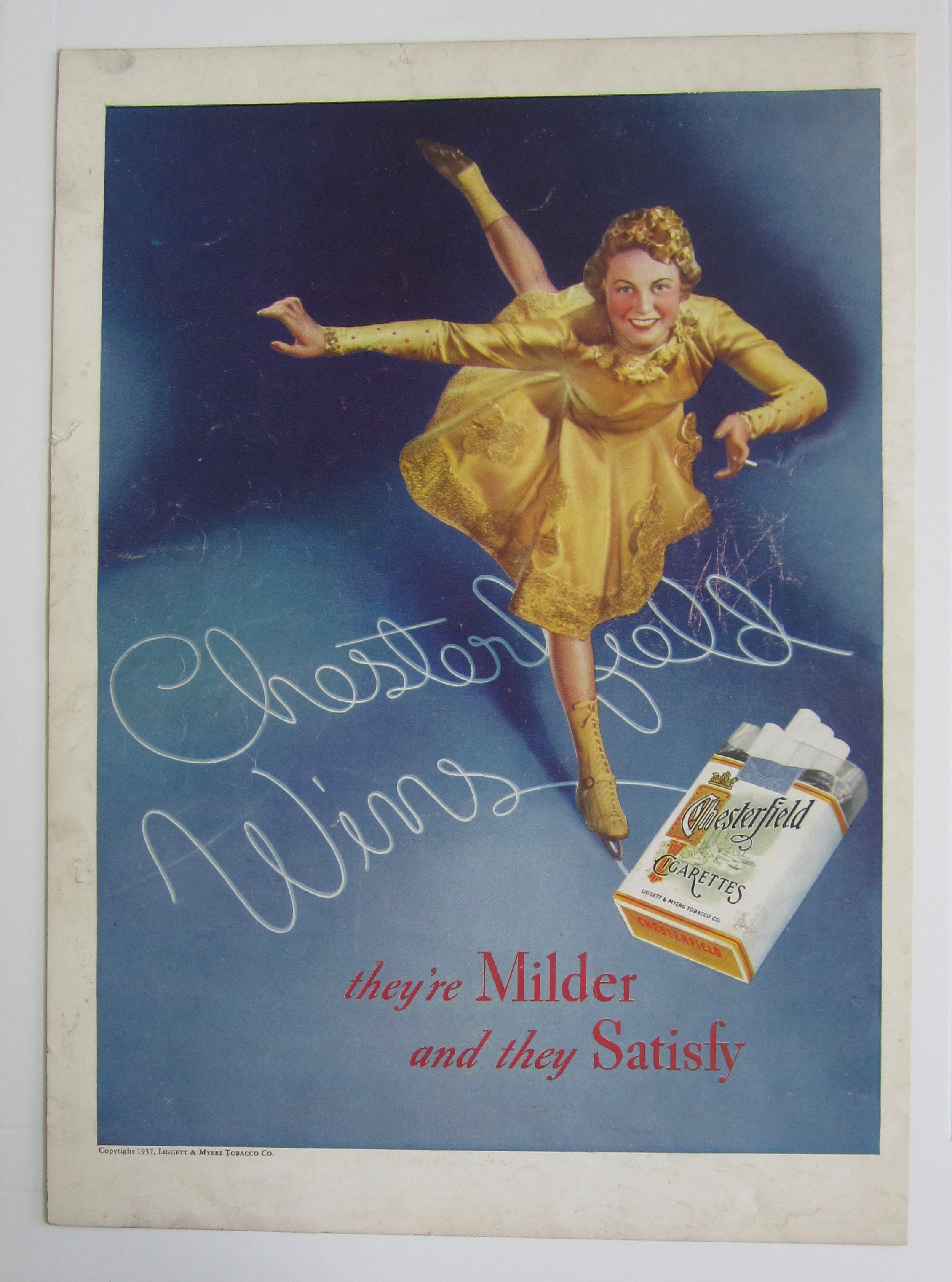 1937 Chesterfield Cigarettes with Woman Skating