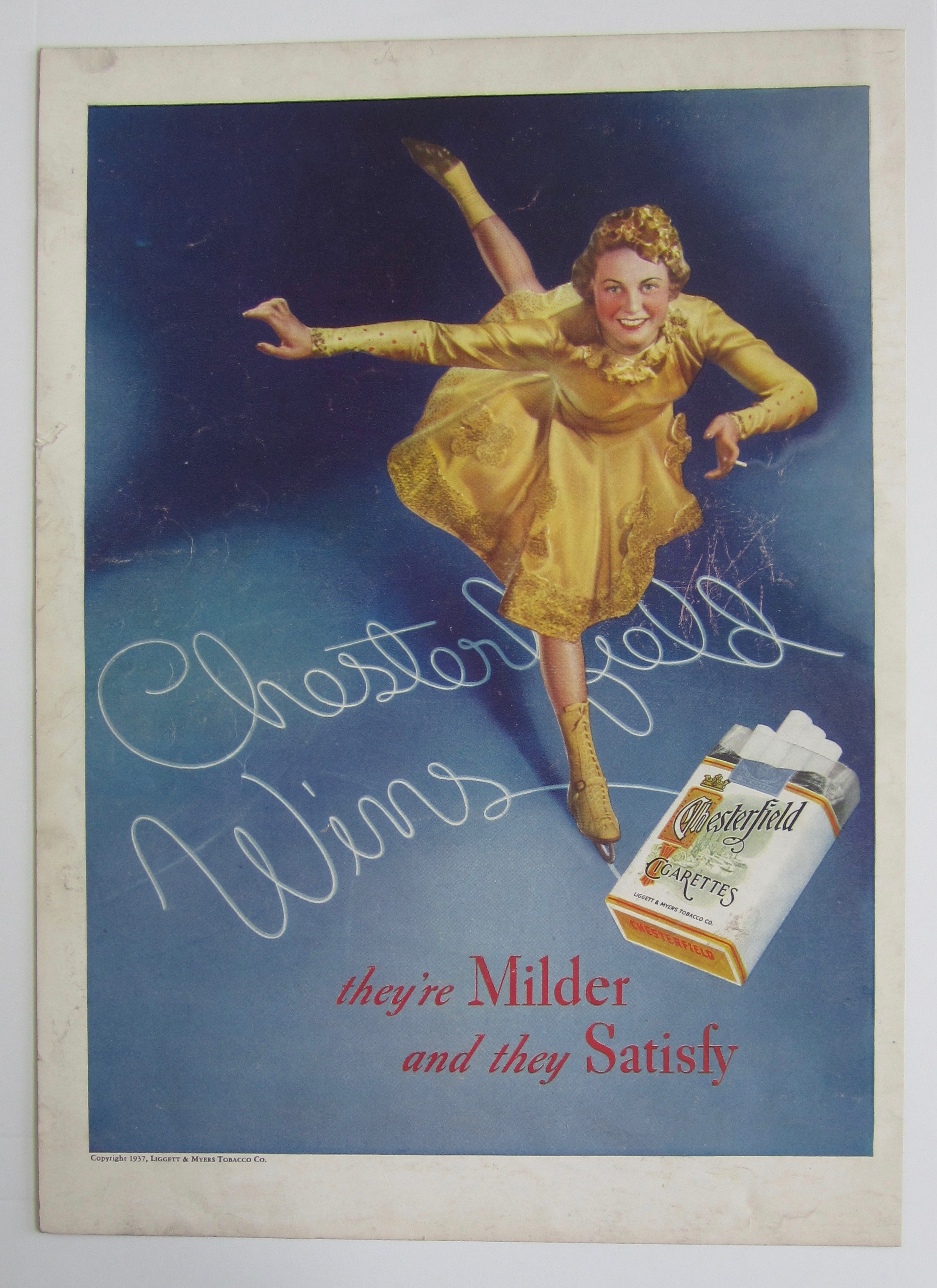 1937 Chesterfield Cigarettes with Woman Skating