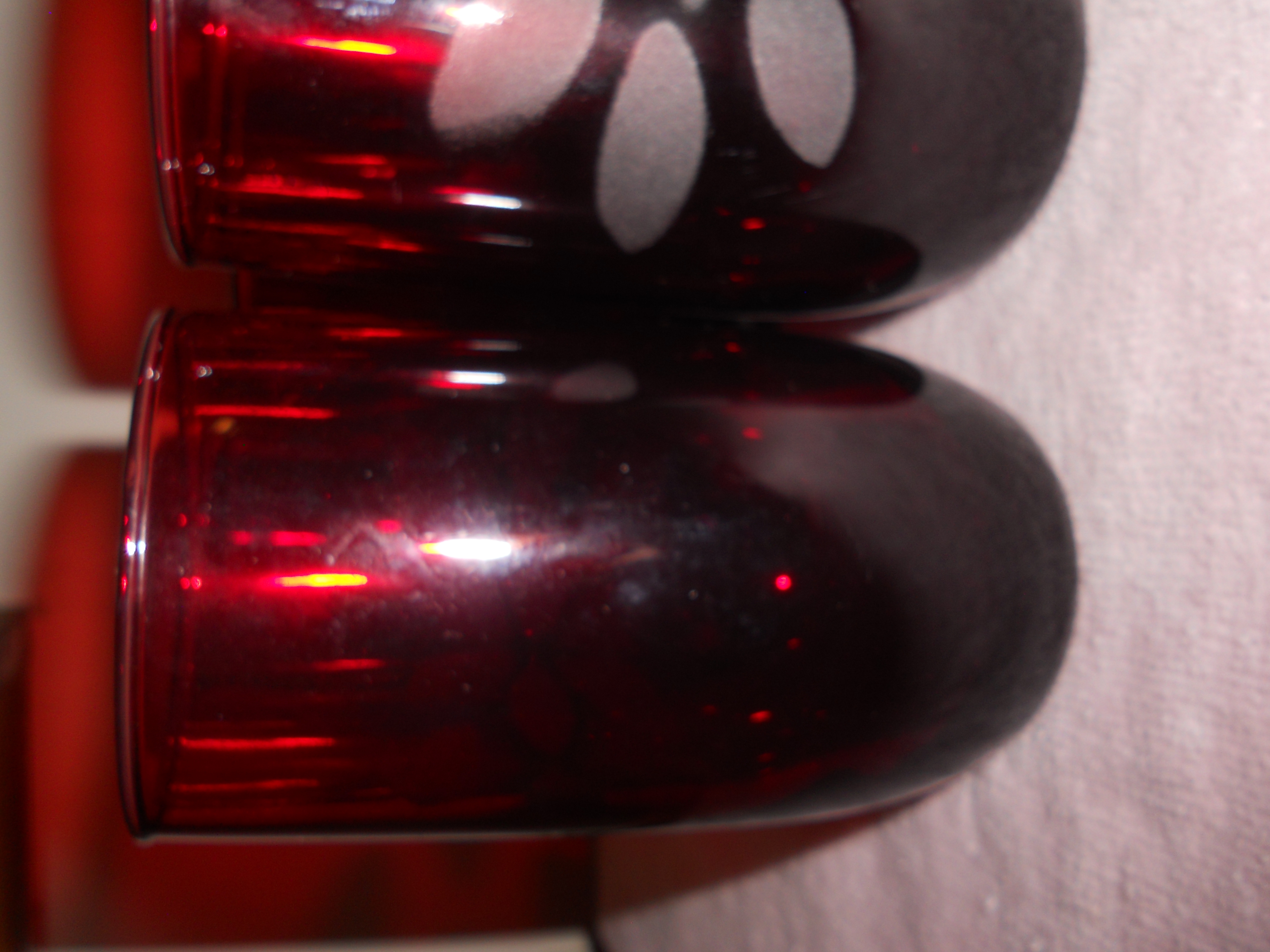 Acid Floral Etched Ruby Glass Tumblers Set 6