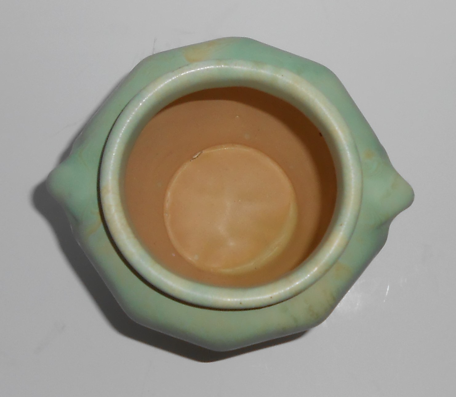 Camark Art Pottery #412 Matte Green over Yellow Vase