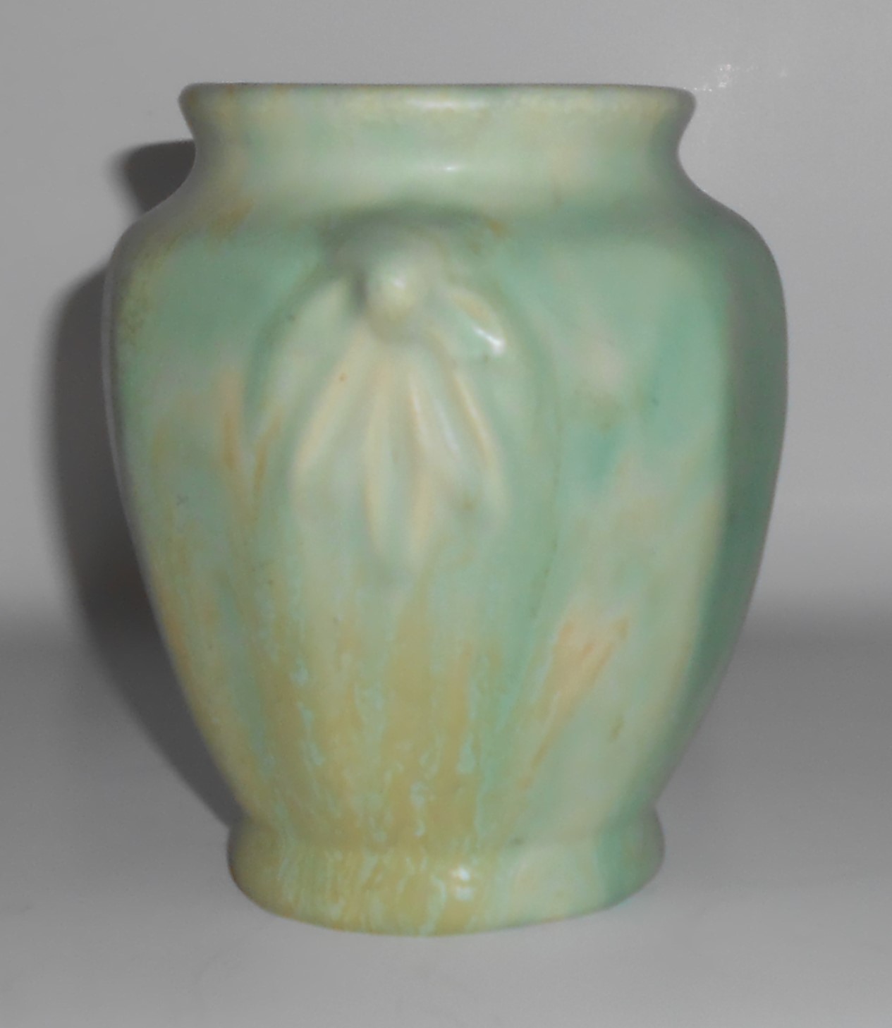Camark Art Pottery #412 Matte Green over Yellow Vase