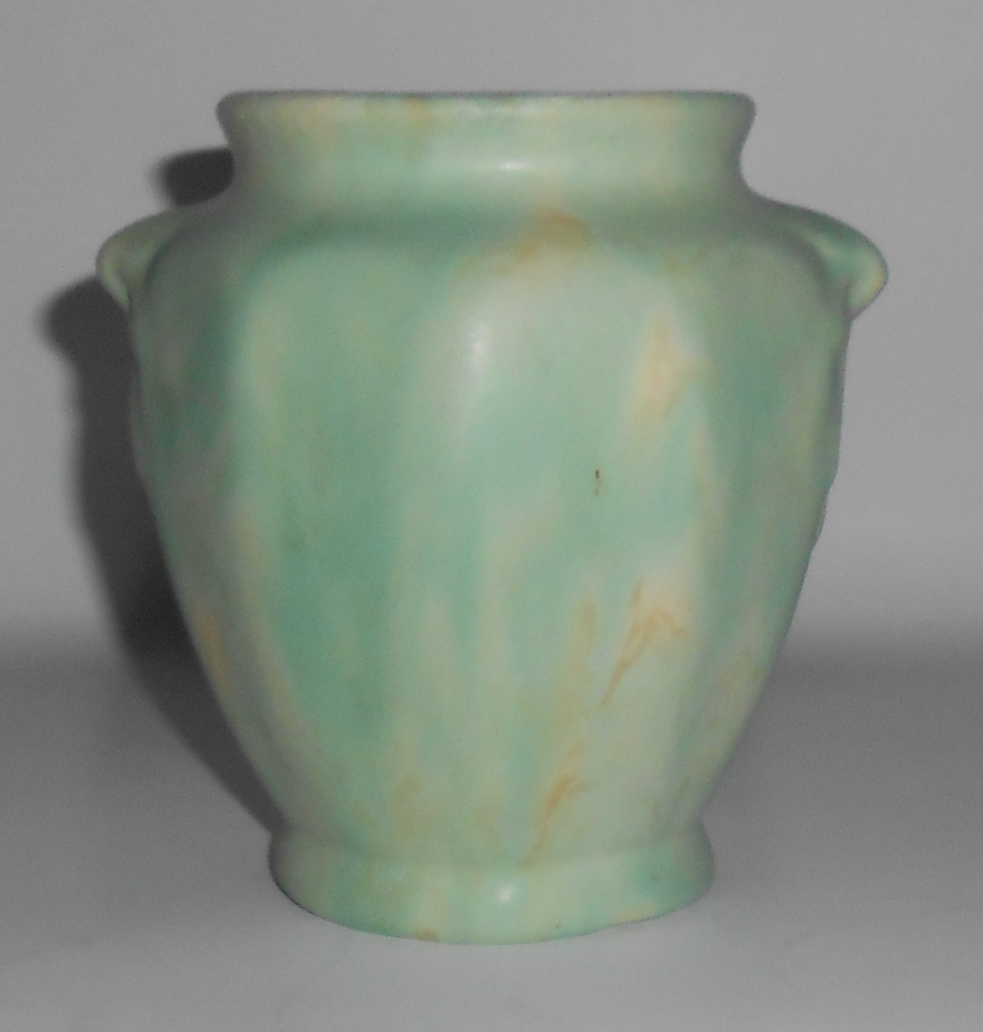 Camark Art Pottery #412 Matte Green over Yellow Vase